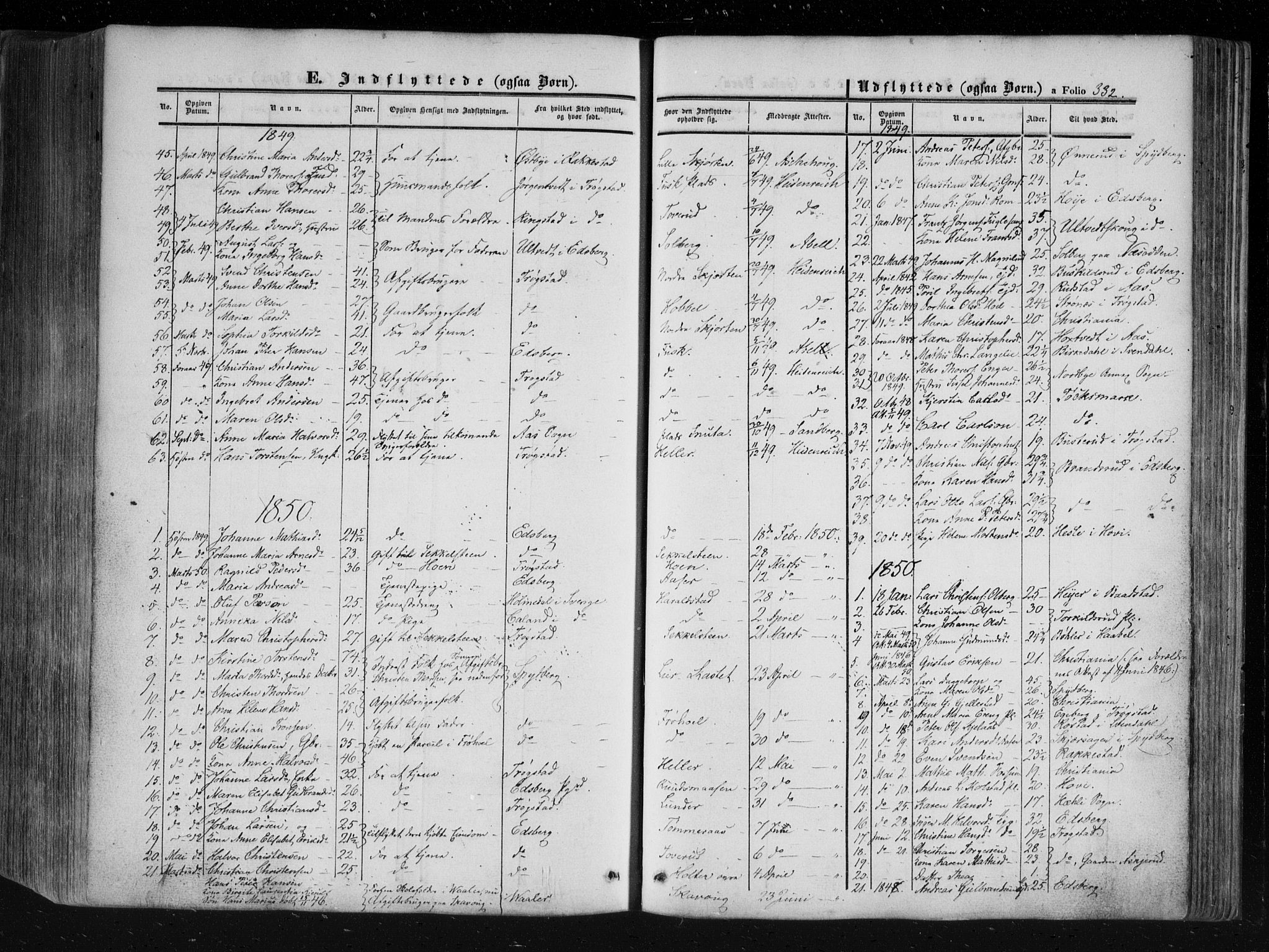 Askim prestekontor Kirkebøker, SAO/A-10900/F/Fa/L0005: Parish register (official) no. 5, 1847-1879, p. 332