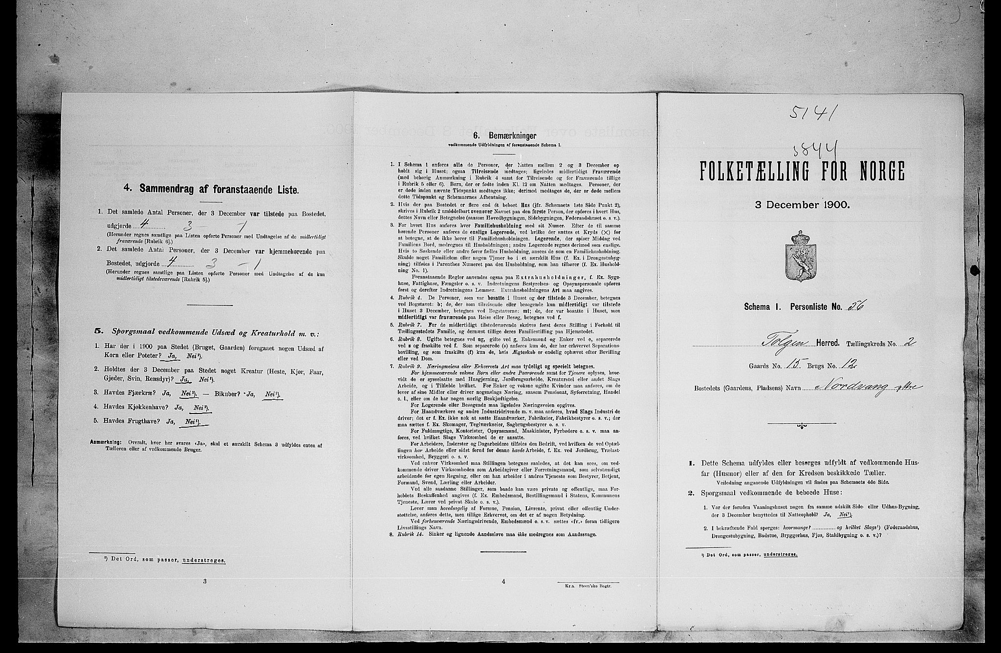SAH, 1900 census for Tolga, 1900, p. 71