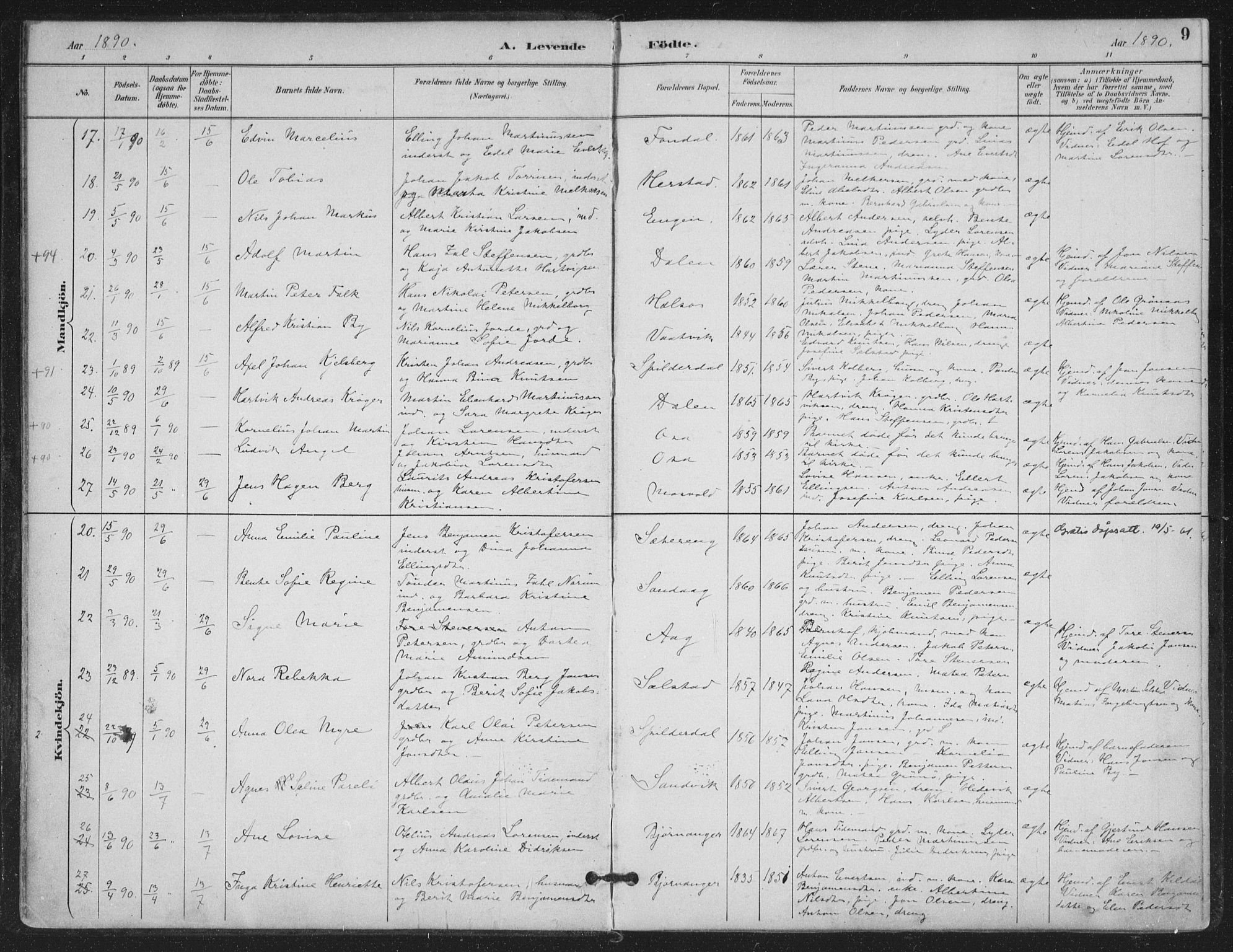 Ministerialprotokoller, klokkerbøker og fødselsregistre - Nordland, SAT/A-1459/843/L0628: Parish register (official) no. 843A03, 1889-1907, p. 9