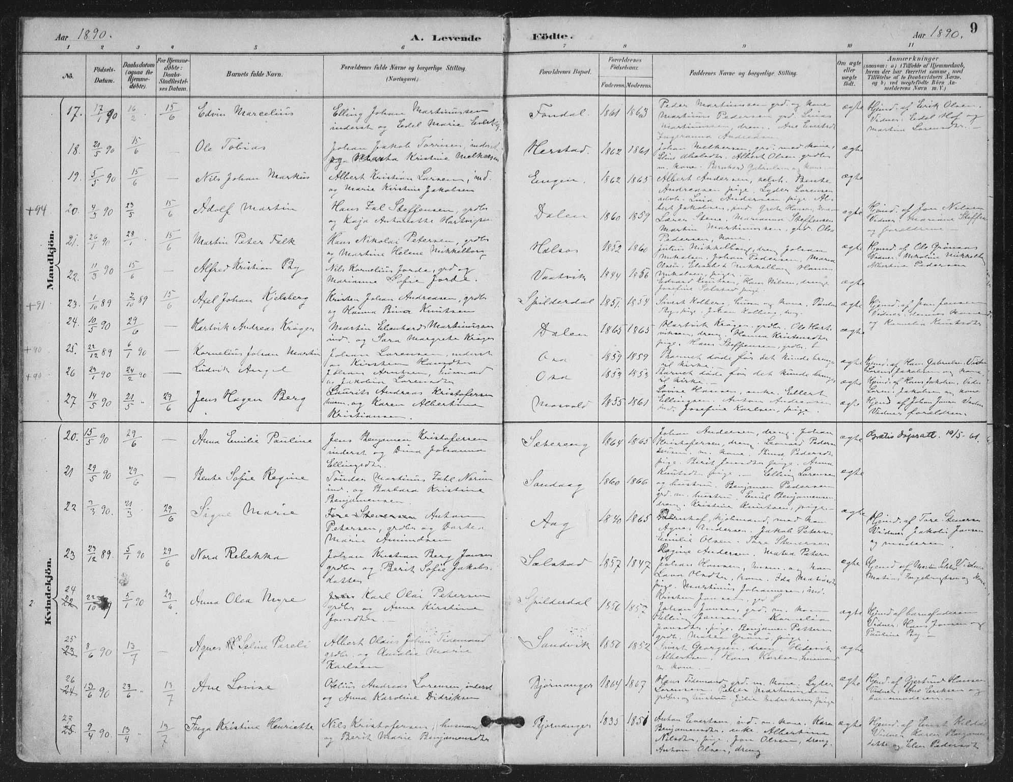 Ministerialprotokoller, klokkerbøker og fødselsregistre - Nordland, AV/SAT-A-1459/843/L0628: Parish register (official) no. 843A03, 1889-1907, p. 9