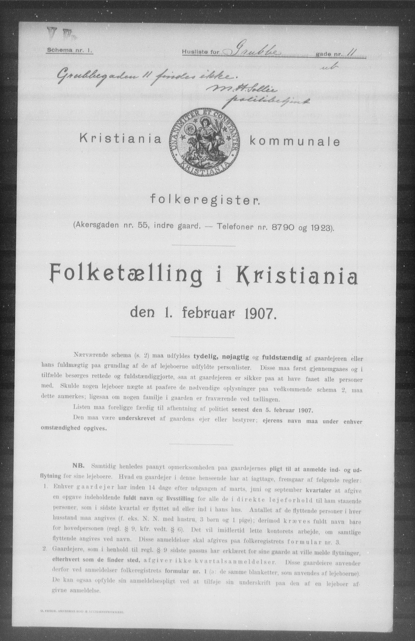 OBA, Municipal Census 1907 for Kristiania, 1907, p. 15364