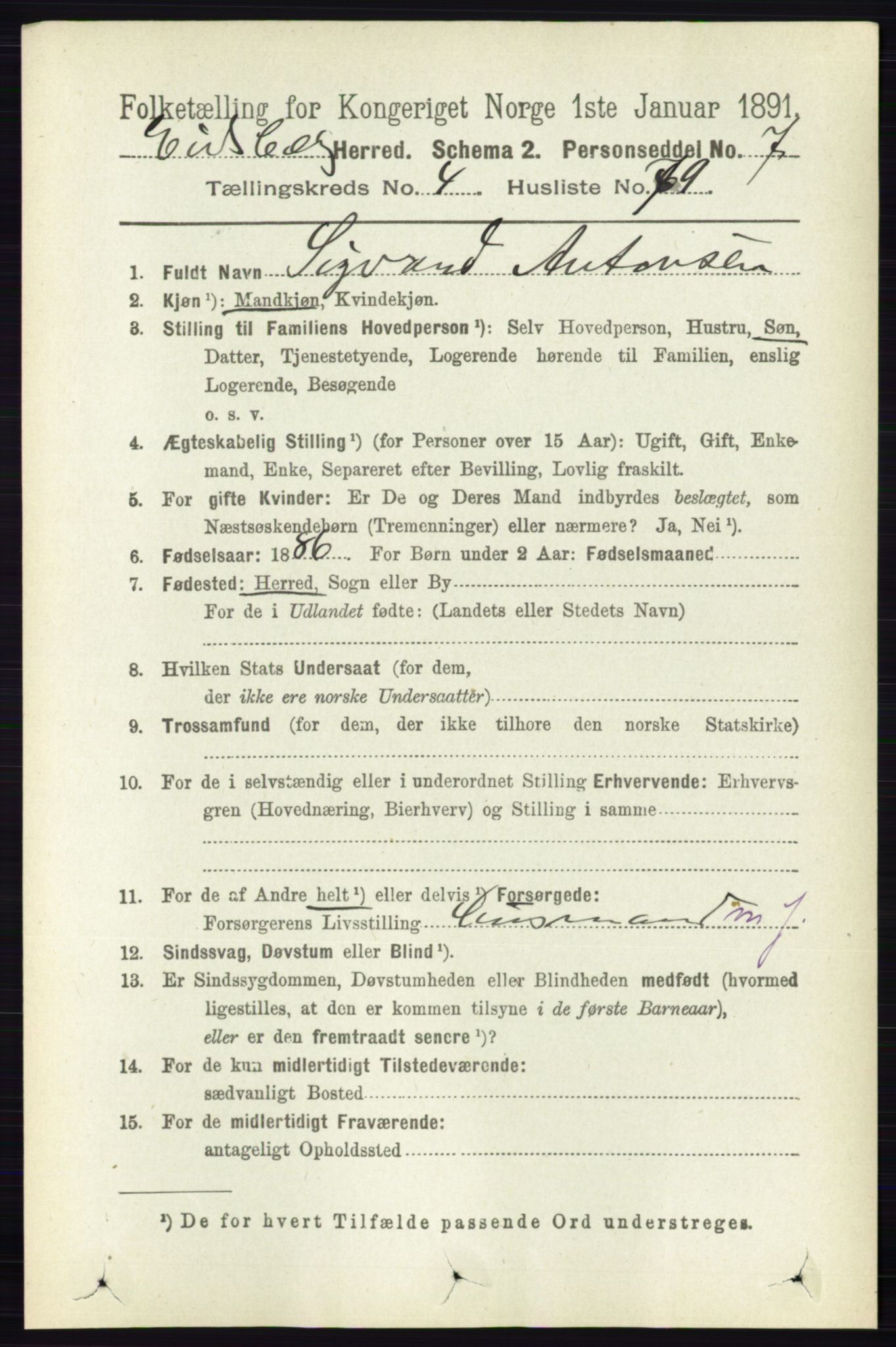 RA, 1891 census for 0125 Eidsberg, 1891, p. 2856