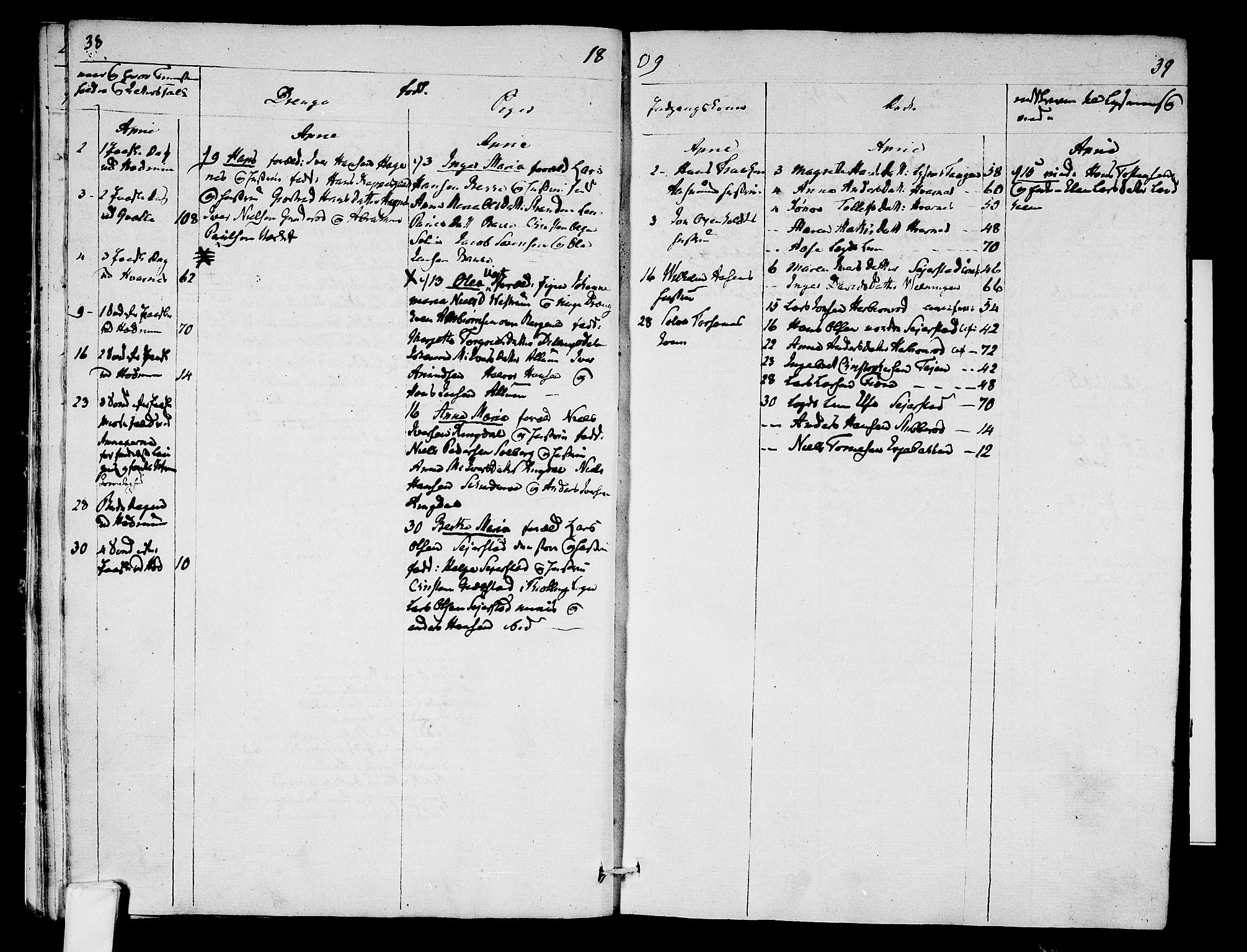 Hedrum kirkebøker, AV/SAKO-A-344/F/Fa/L0003: Parish register (official) no. I 3, 1807-1816, p. 38-39