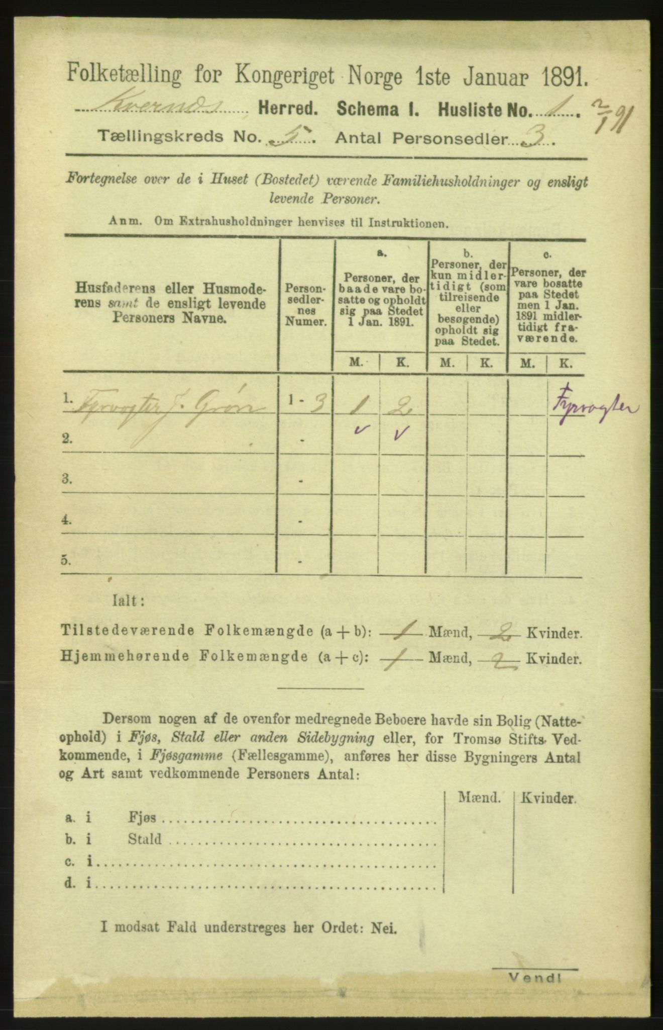 RA, 1891 census for 1553 Kvernes, 1891, p. 2251