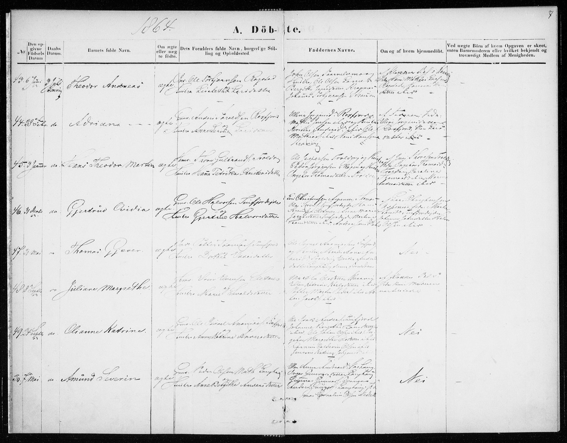 Lenvik sokneprestembete, SATØ/S-1310/H/Ha/Haa/L0008kirke: Parish register (official) no. 8, 1864-1865, p. 7