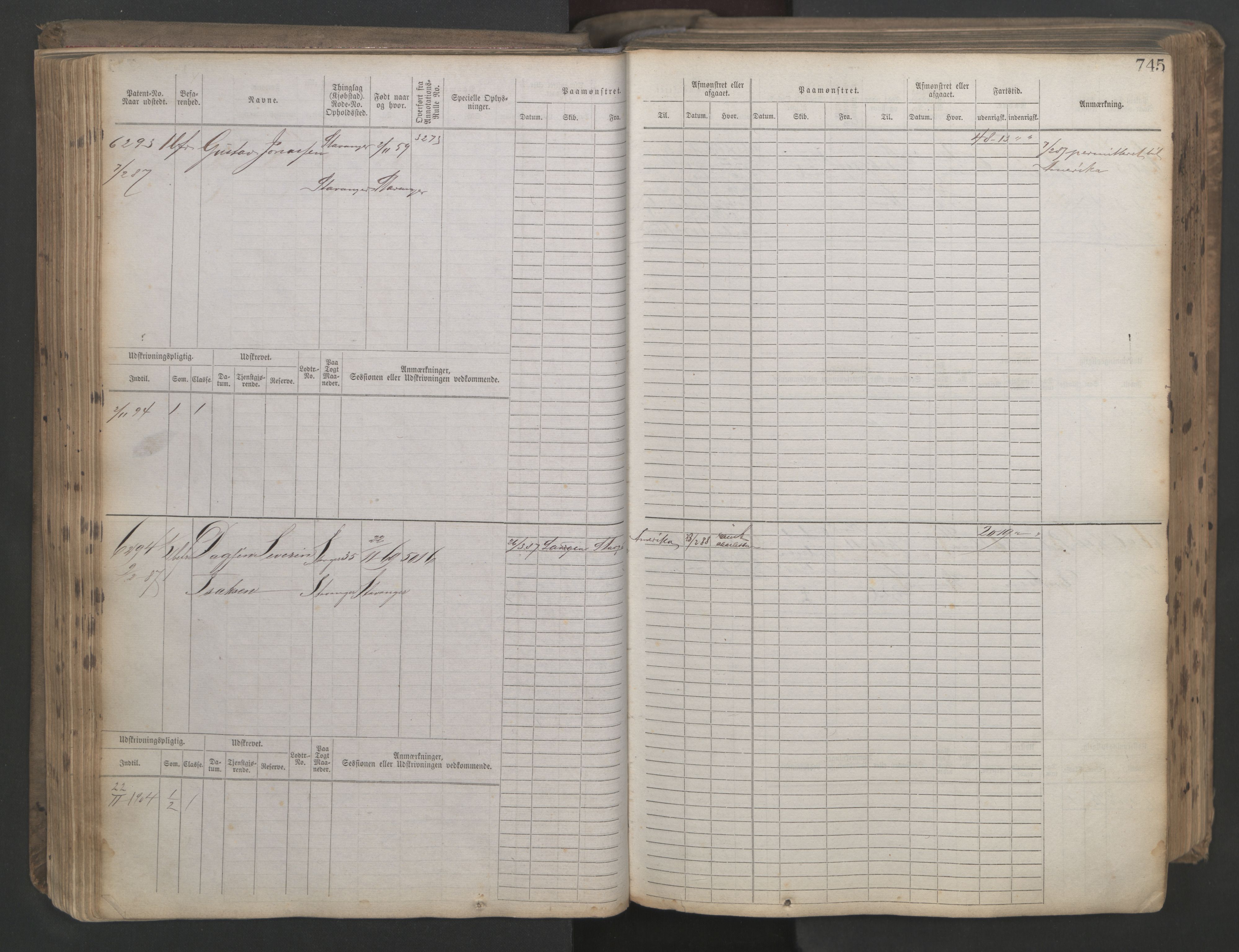 Stavanger sjømannskontor, AV/SAST-A-102006/F/Fb/Fbb/L0021: Sjøfartshovedrulle patnentnr. 6005-7204 (dublett), 1887, p. 149