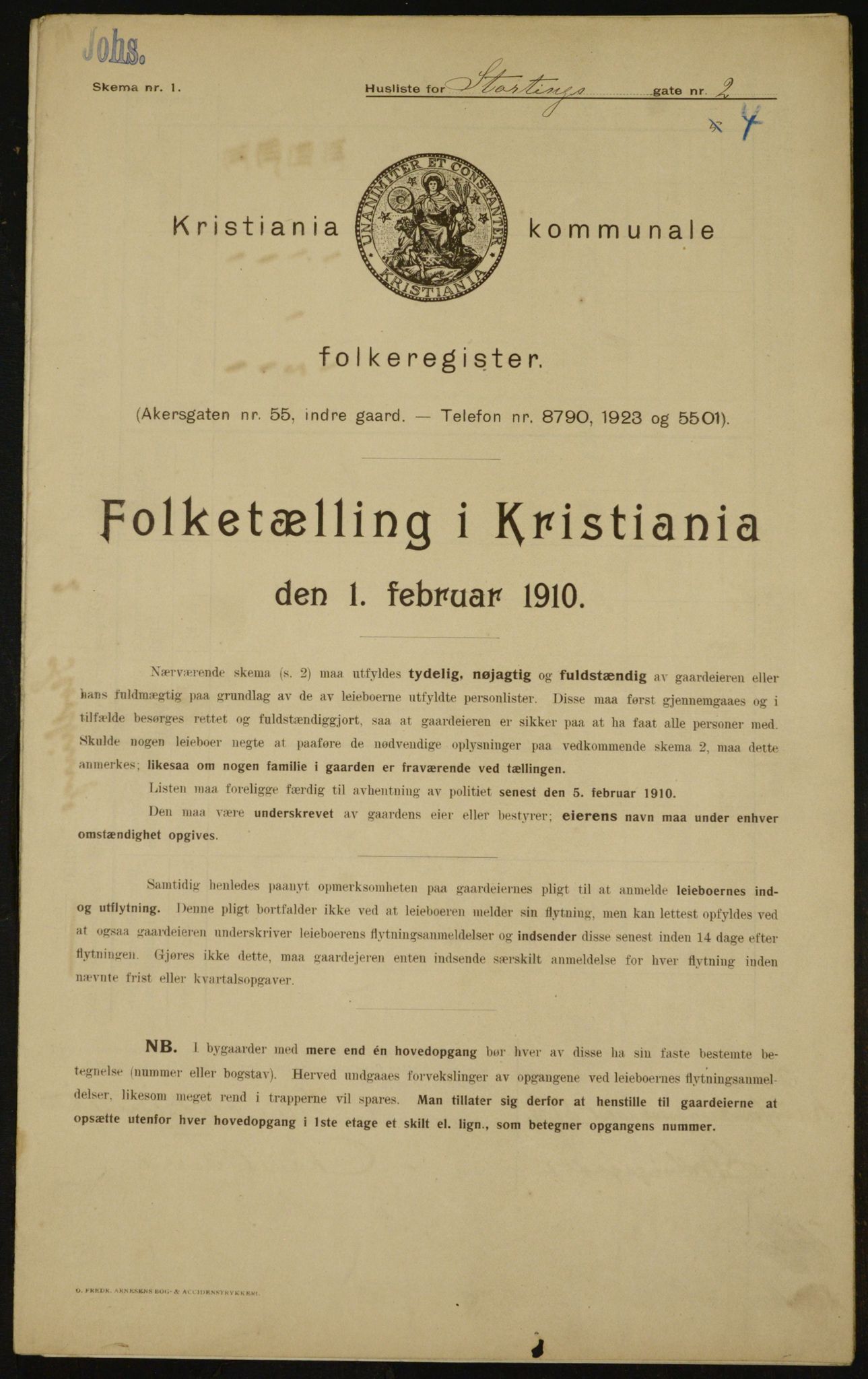 OBA, Municipal Census 1910 for Kristiania, 1910, p. 98309