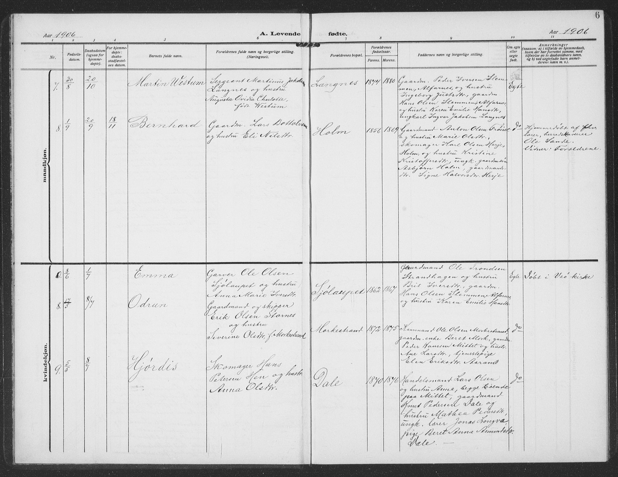 Ministerialprotokoller, klokkerbøker og fødselsregistre - Møre og Romsdal, AV/SAT-A-1454/549/L0615: Parish register (copy) no. 549C01, 1905-1932, p. 6