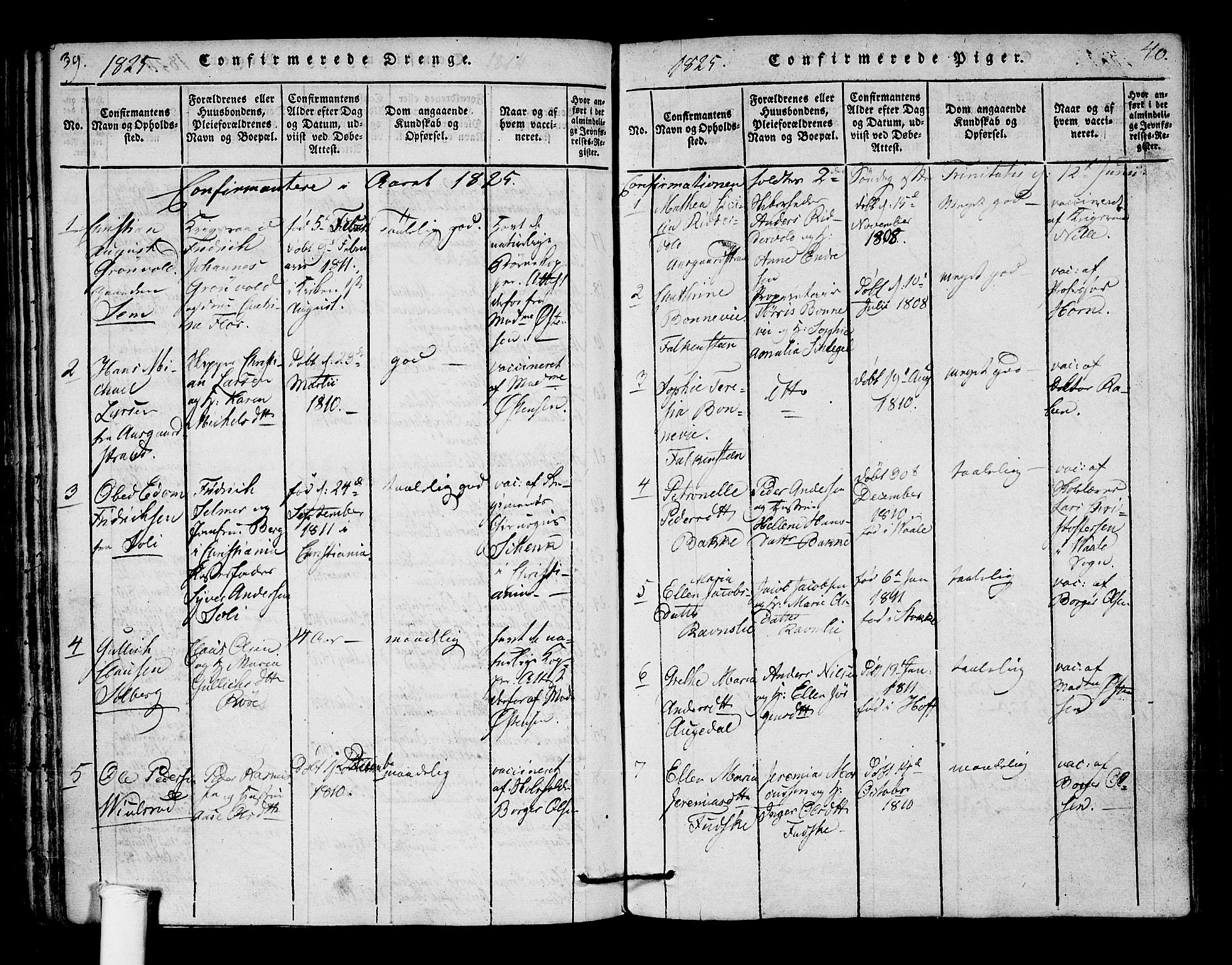 Borre kirkebøker, AV/SAKO-A-338/F/Fa/L0004: Parish register (official) no. I 4, 1815-1845, p. 39-40