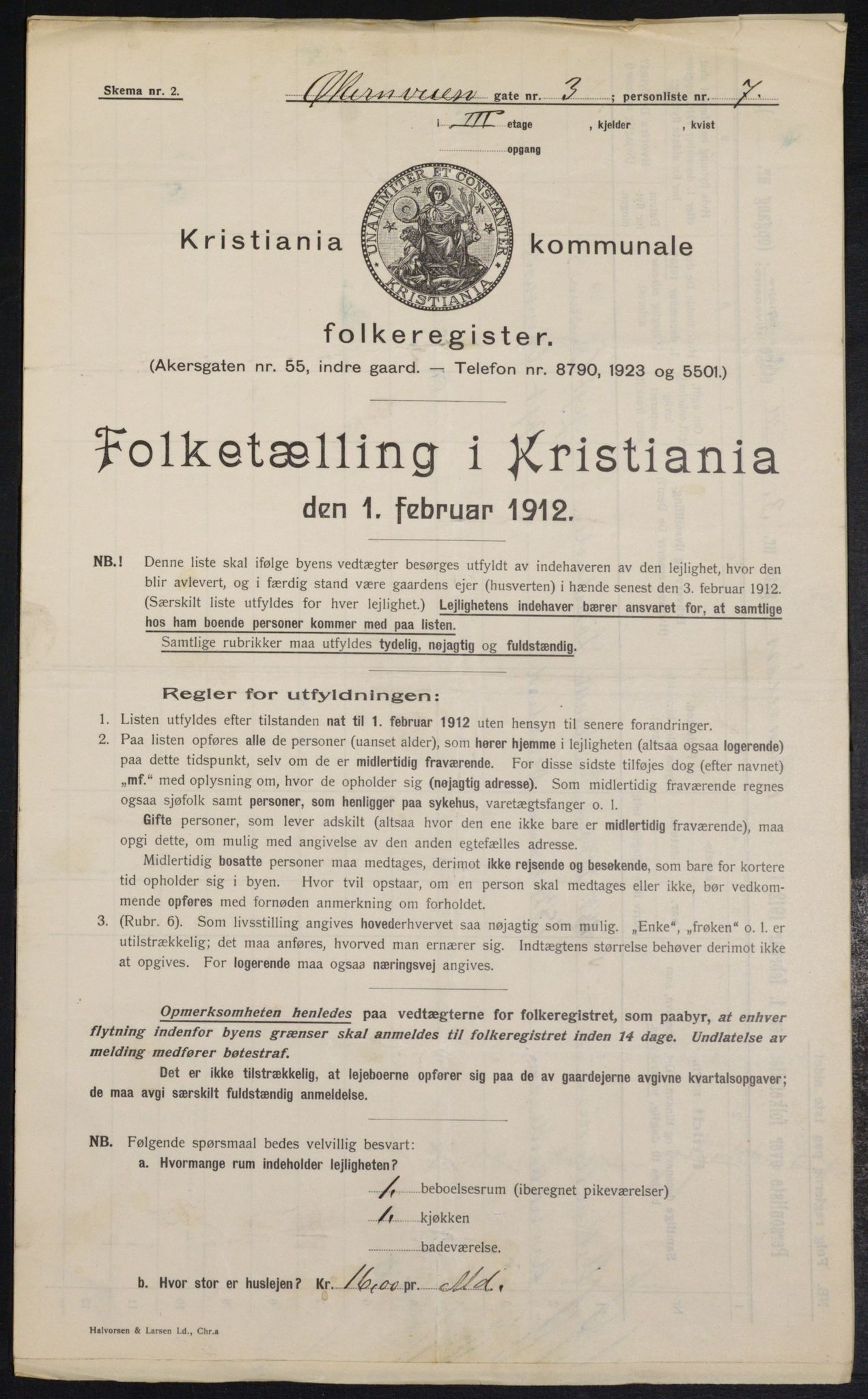 OBA, Municipal Census 1912 for Kristiania, 1912, p. 128688