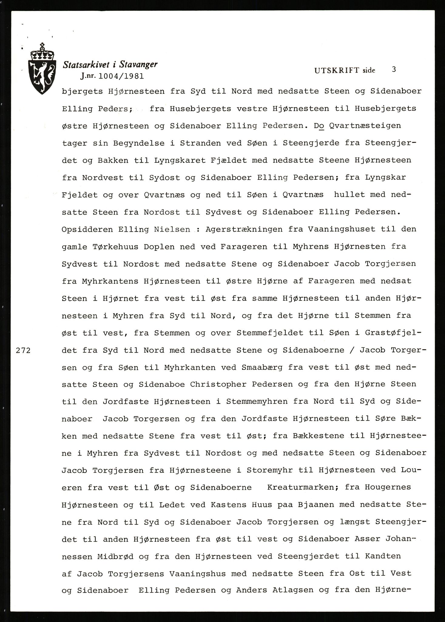 Statsarkivet i Stavanger, AV/SAST-A-101971/03/Y/Yj/L0073: Avskrifter sortert etter gårdsnavn: Sandstøl ytre - Selland, 1750-1930, p. 316