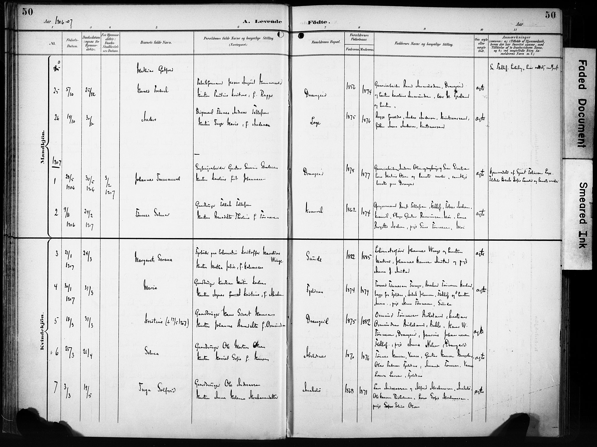 Flekkefjord sokneprestkontor, AV/SAK-1111-0012/F/Fa/Fac/L0009: Parish register (official) no. A 9, 1899-1909, p. 50