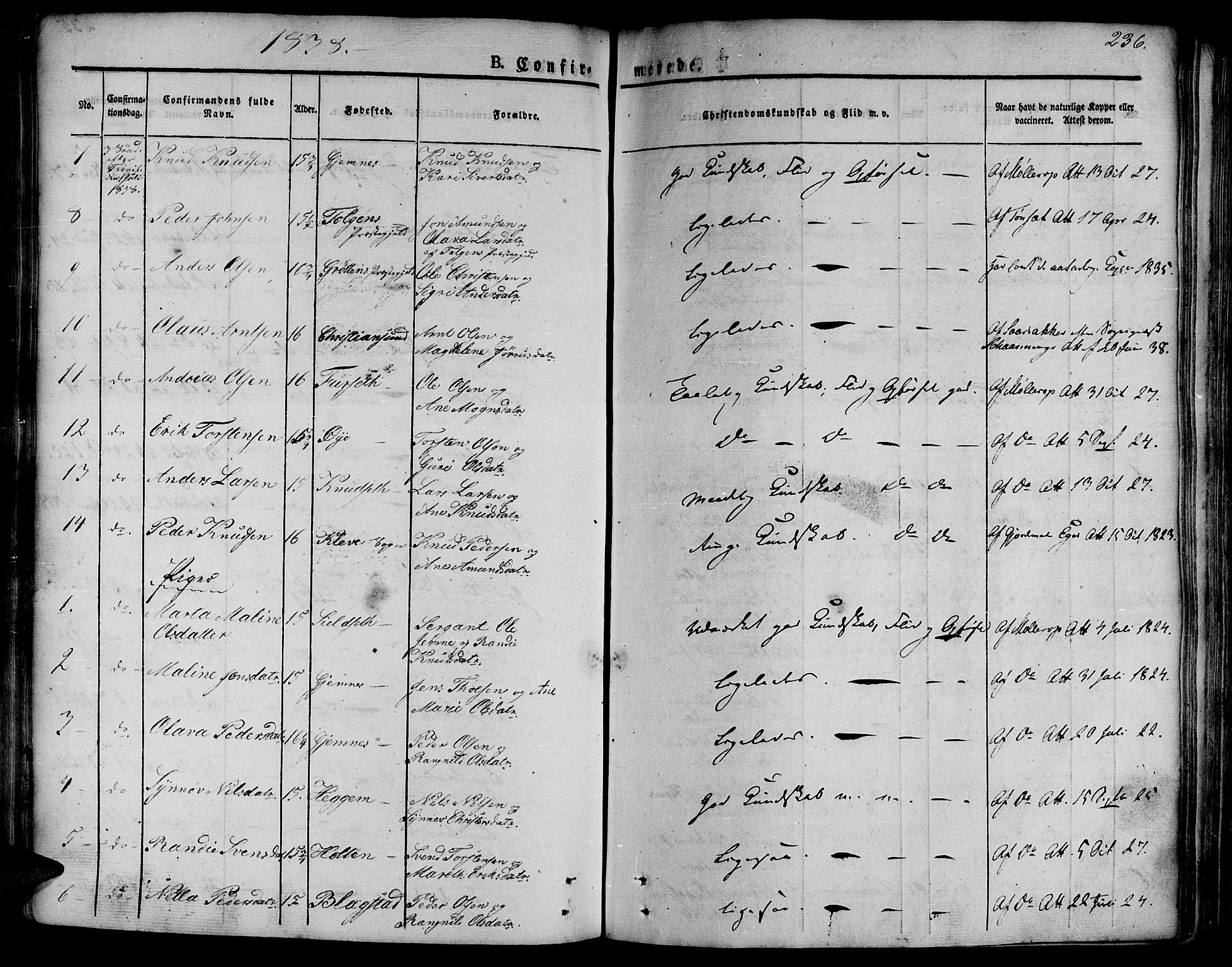 Ministerialprotokoller, klokkerbøker og fødselsregistre - Møre og Romsdal, AV/SAT-A-1454/586/L0983: Parish register (official) no. 586A09, 1829-1843, p. 236