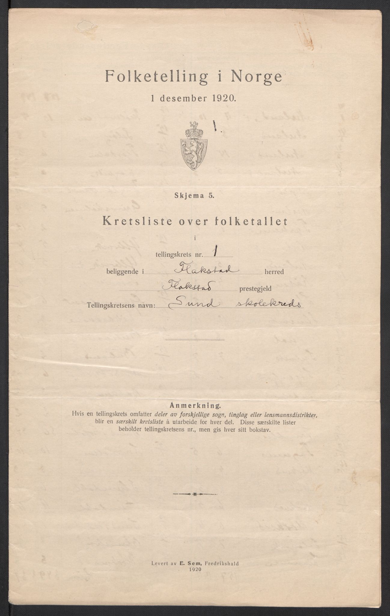 SAT, 1920 census for Flakstad, 1920, p. 8