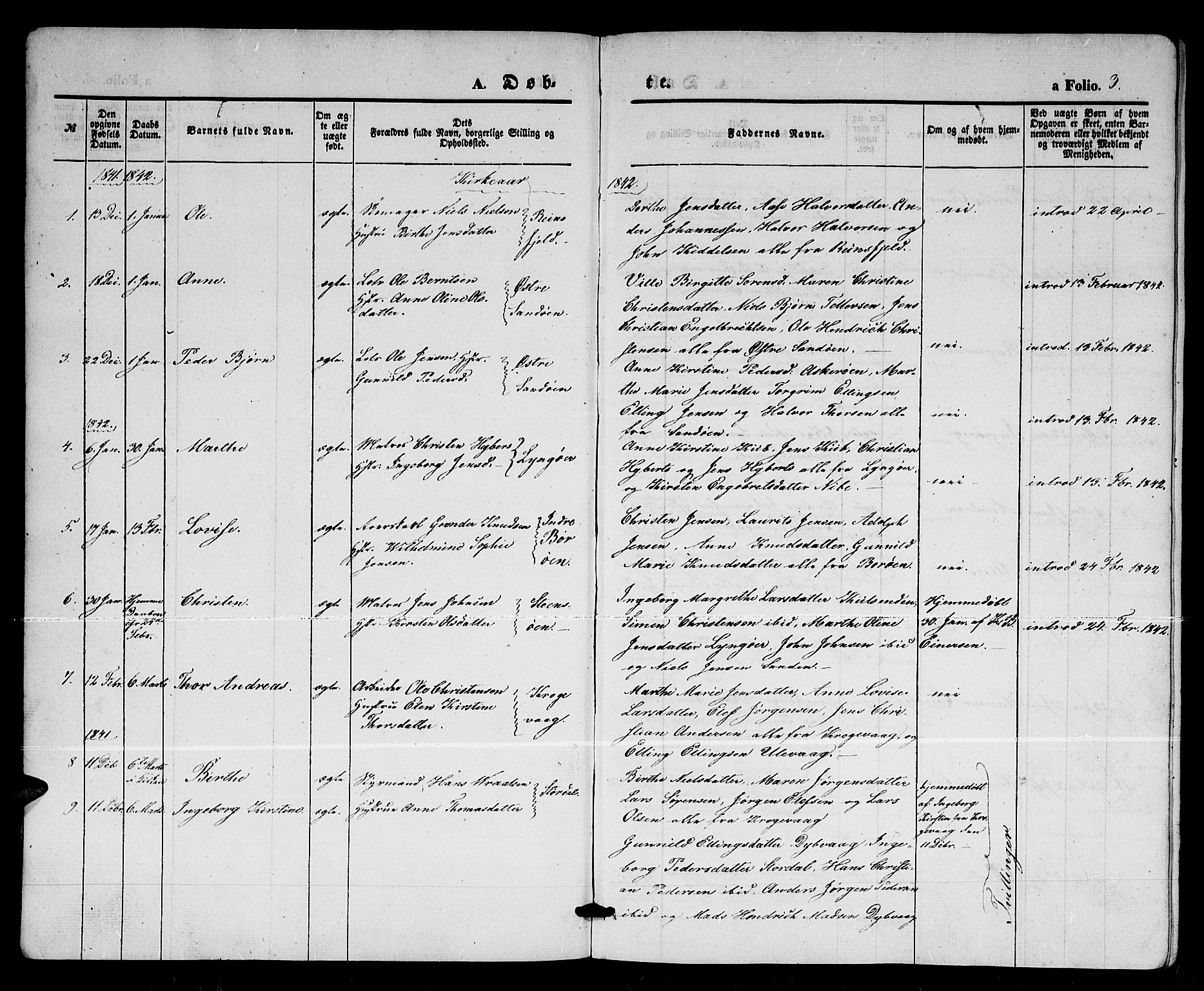 Dypvåg sokneprestkontor, AV/SAK-1111-0007/F/Fb/Fba/L0010: Parish register (copy) no. B 10, 1842-1857, p. 3