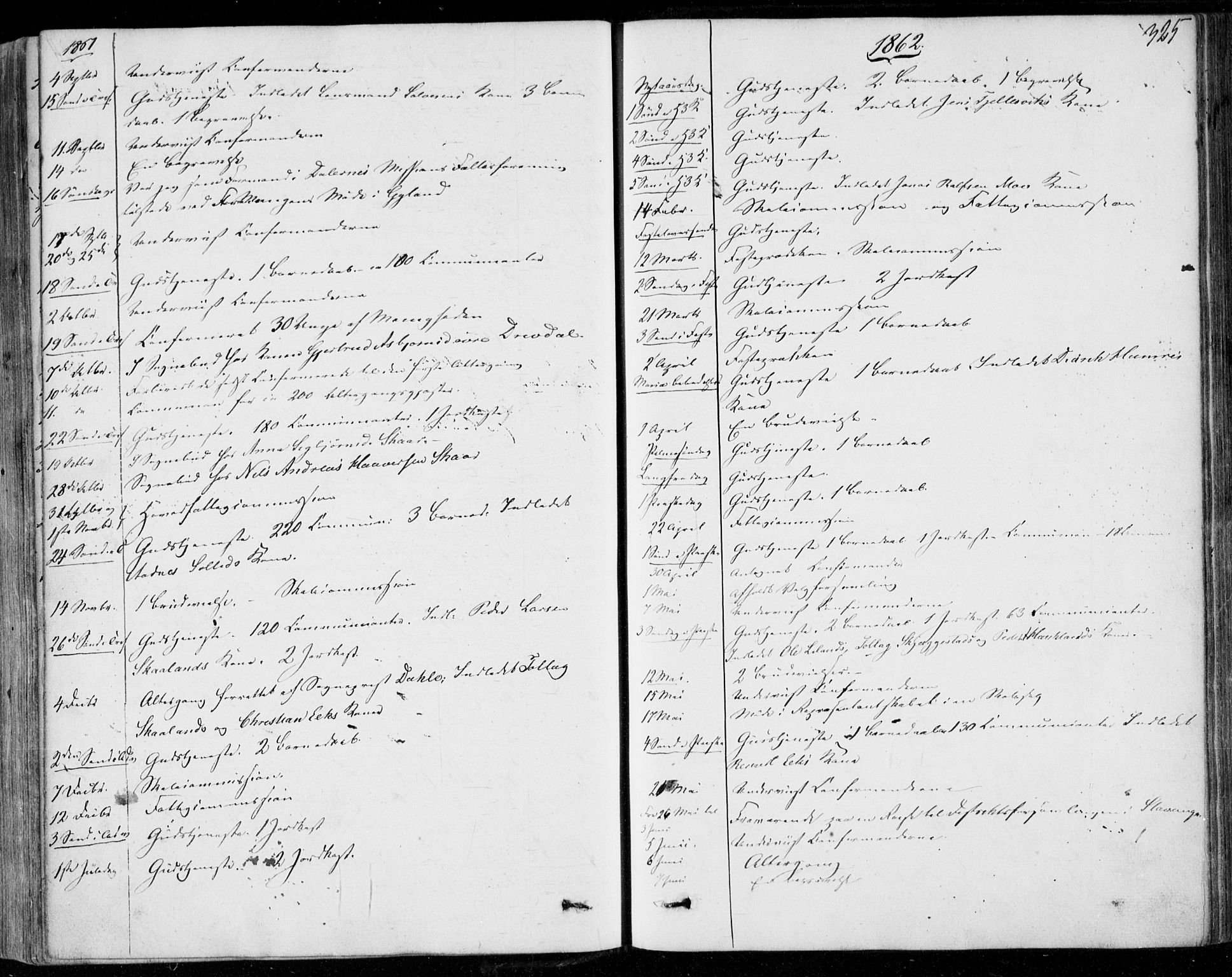 Lund sokneprestkontor, AV/SAST-A-101809/S06/L0009: Parish register (official) no. A 8, 1853-1877, p. 325