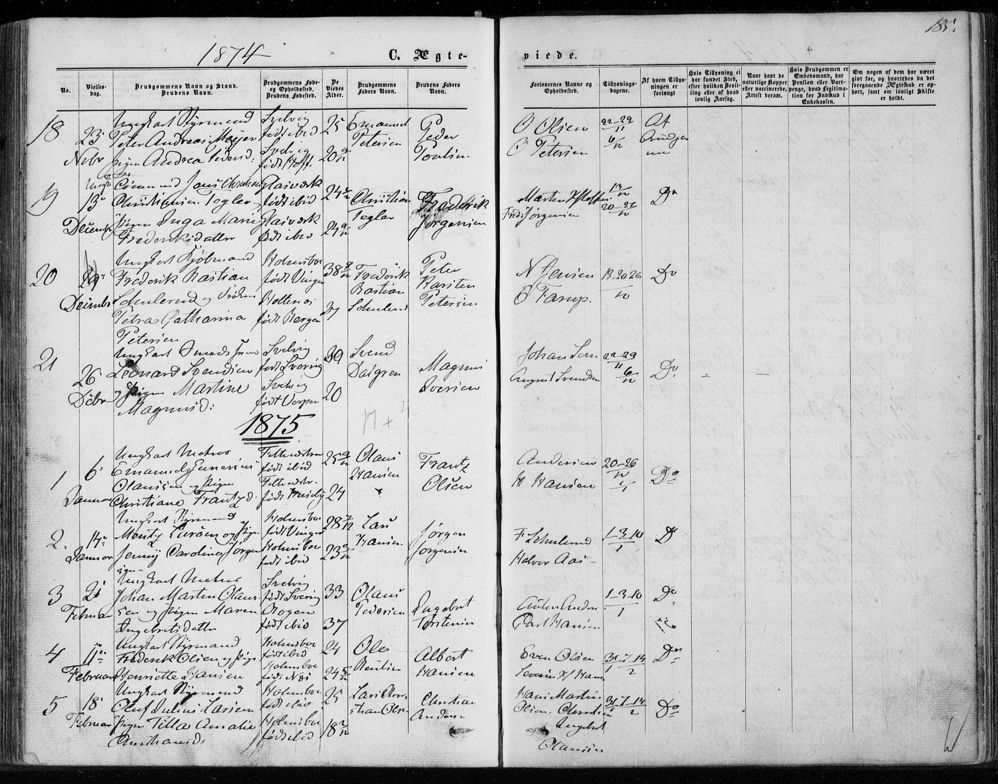 Hurum kirkebøker, SAKO/A-229/F/Fa/L0012: Parish register (official) no. 12, 1861-1875, p. 185