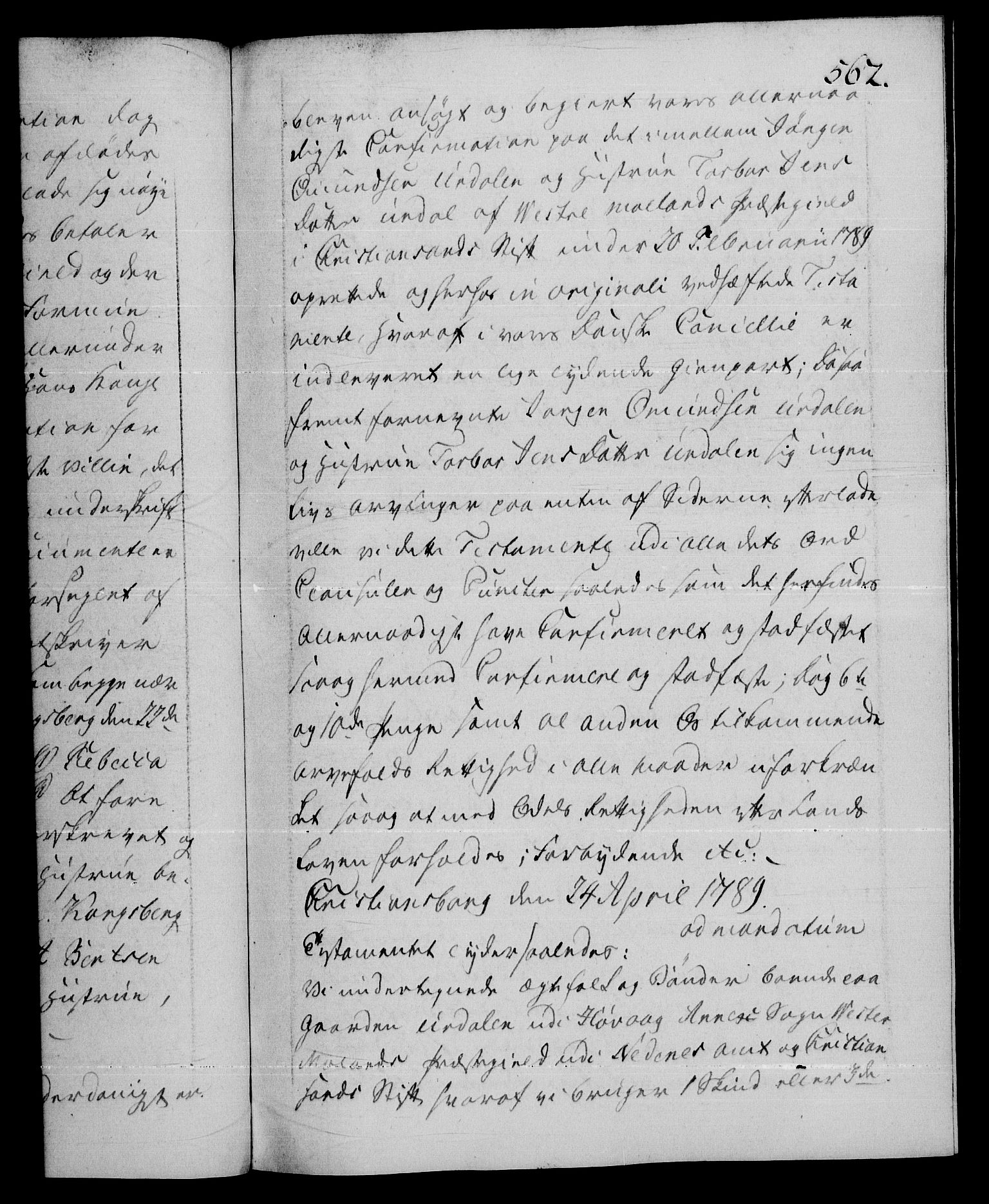 Danske Kanselli 1572-1799, AV/RA-EA-3023/F/Fc/Fca/Fcaa/L0052: Norske registre, 1788-1789, p. 562a