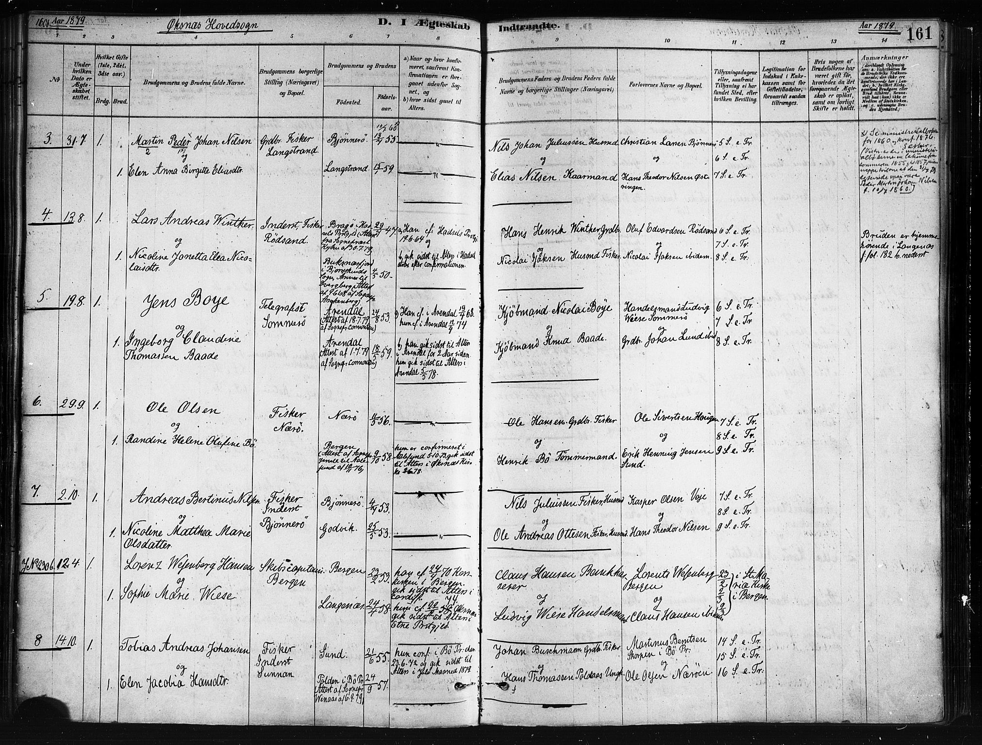 Ministerialprotokoller, klokkerbøker og fødselsregistre - Nordland, AV/SAT-A-1459/893/L1335: Parish register (official) no. 893A08 /1, 1878-1884, p. 161