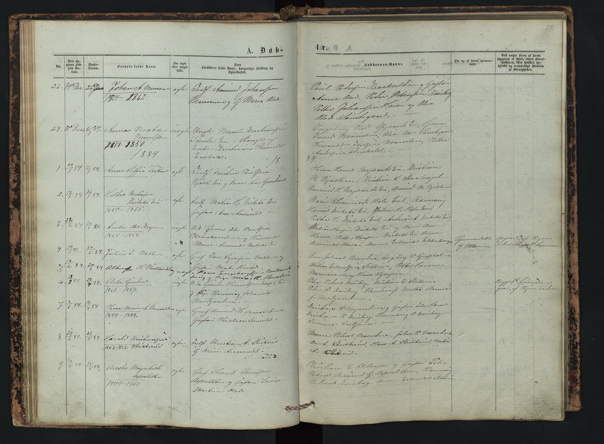 Vestre Gausdal prestekontor, SAH/PREST-094/H/Ha/Hab/L0002: Parish register (copy) no. 2, 1874-1897, p. 27