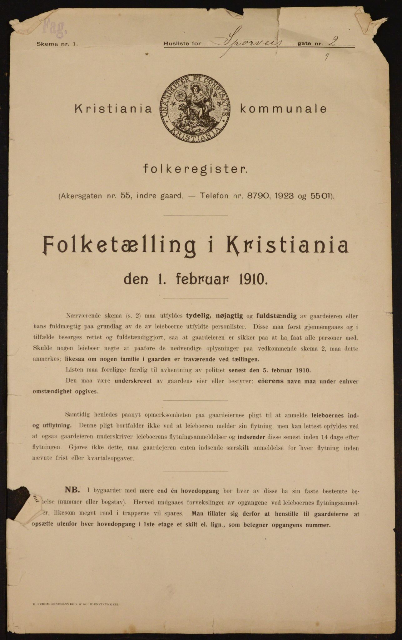 OBA, Municipal Census 1910 for Kristiania, 1910, p. 95512