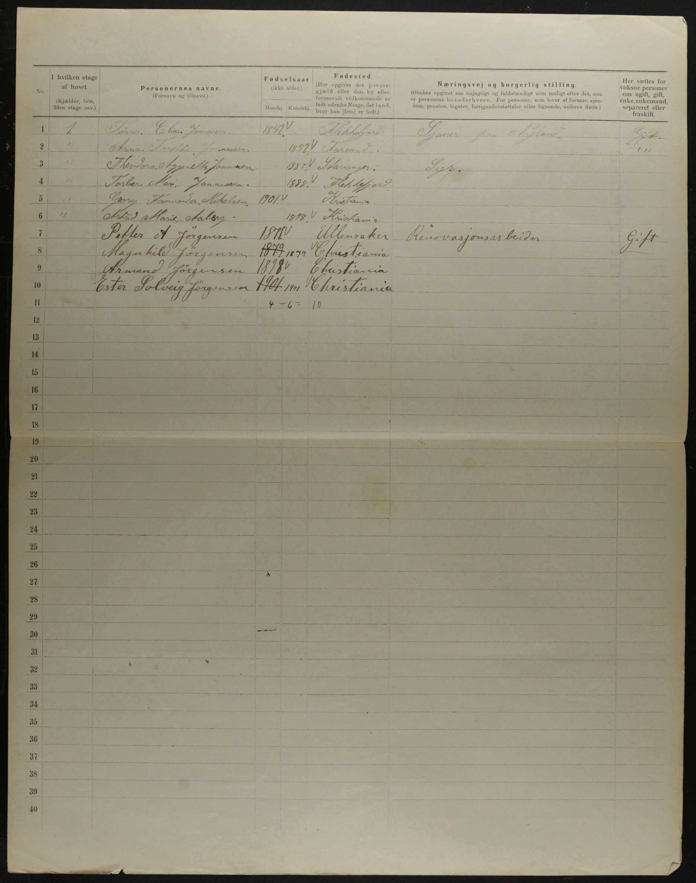 OBA, Municipal Census 1901 for Kristiania, 1901, p. 16291