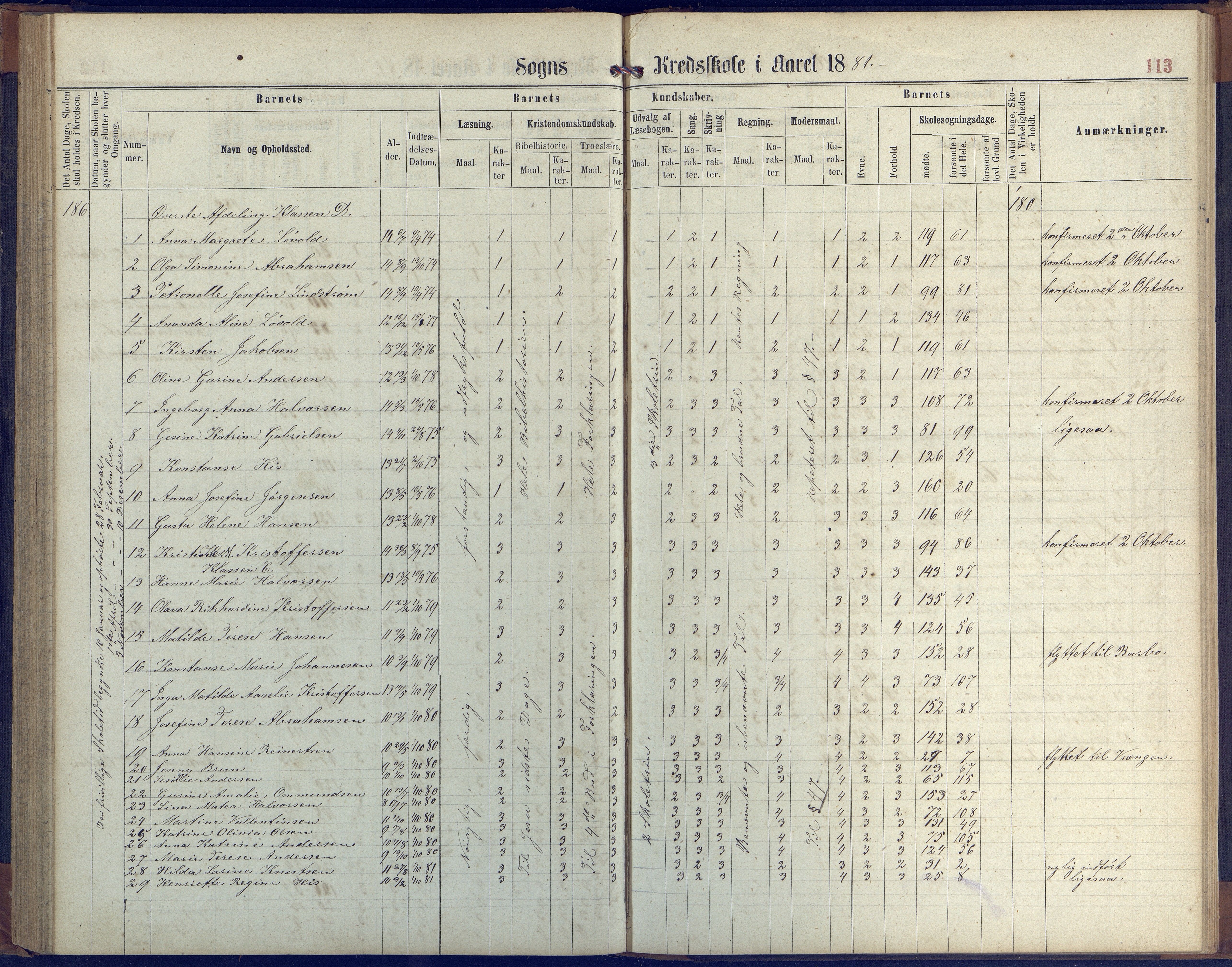 Hisøy kommune frem til 1991, AAKS/KA0922-PK/31/L0004: Skoleprotokoll, 1863-1887, p. 113