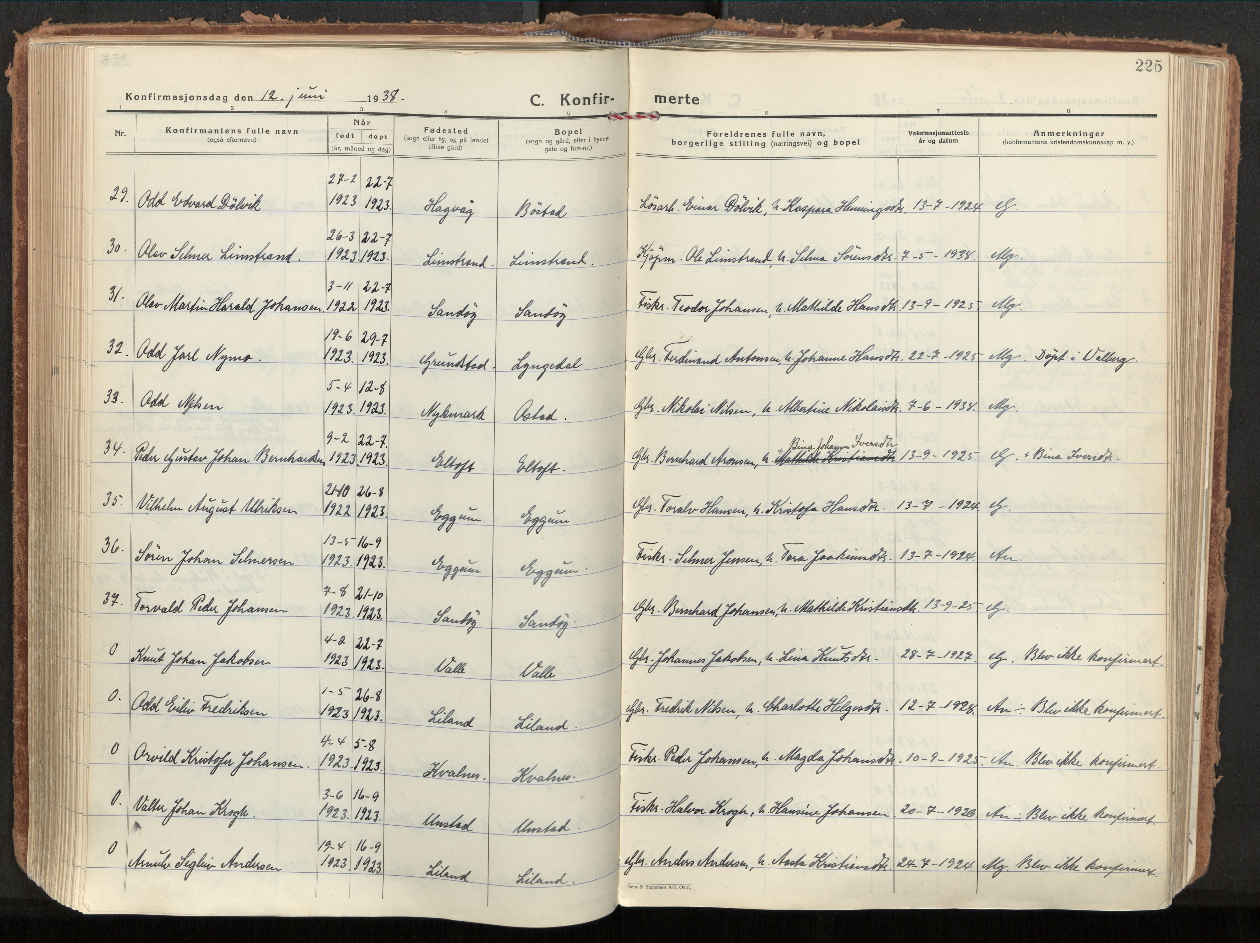 Ministerialprotokoller, klokkerbøker og fødselsregistre - Nordland, AV/SAT-A-1459/880/L1137: Parish register (official) no. 880A11, 1927-1944, p. 225