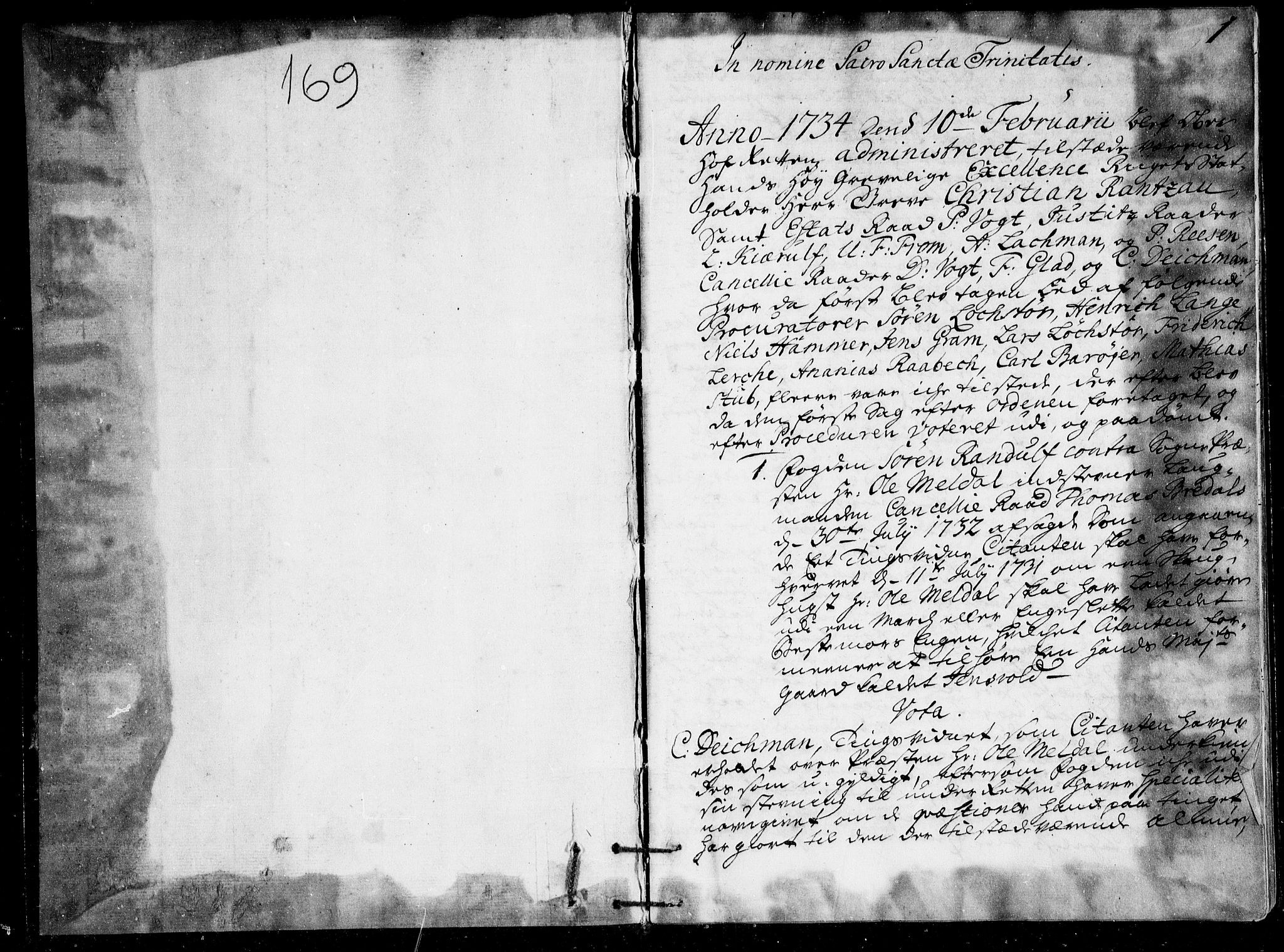 Overhoffretten 1667-1797, AV/RA-EA-2884/Ac/L0169: Voteringsprotokoll, 1734, p. 0b-1a