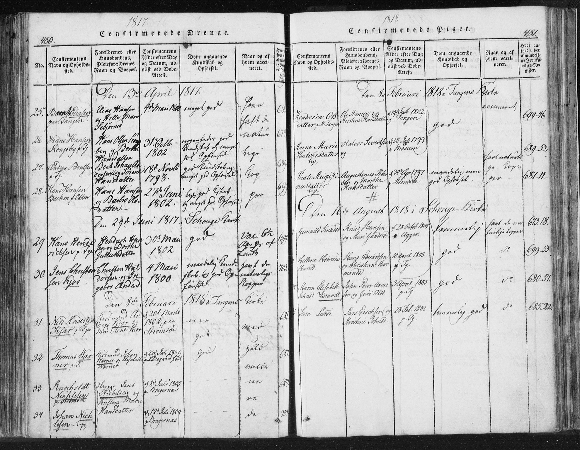 Strømsø kirkebøker, AV/SAKO-A-246/F/Fb/L0004: Parish register (official) no. II 4, 1814-1843, p. 480-481