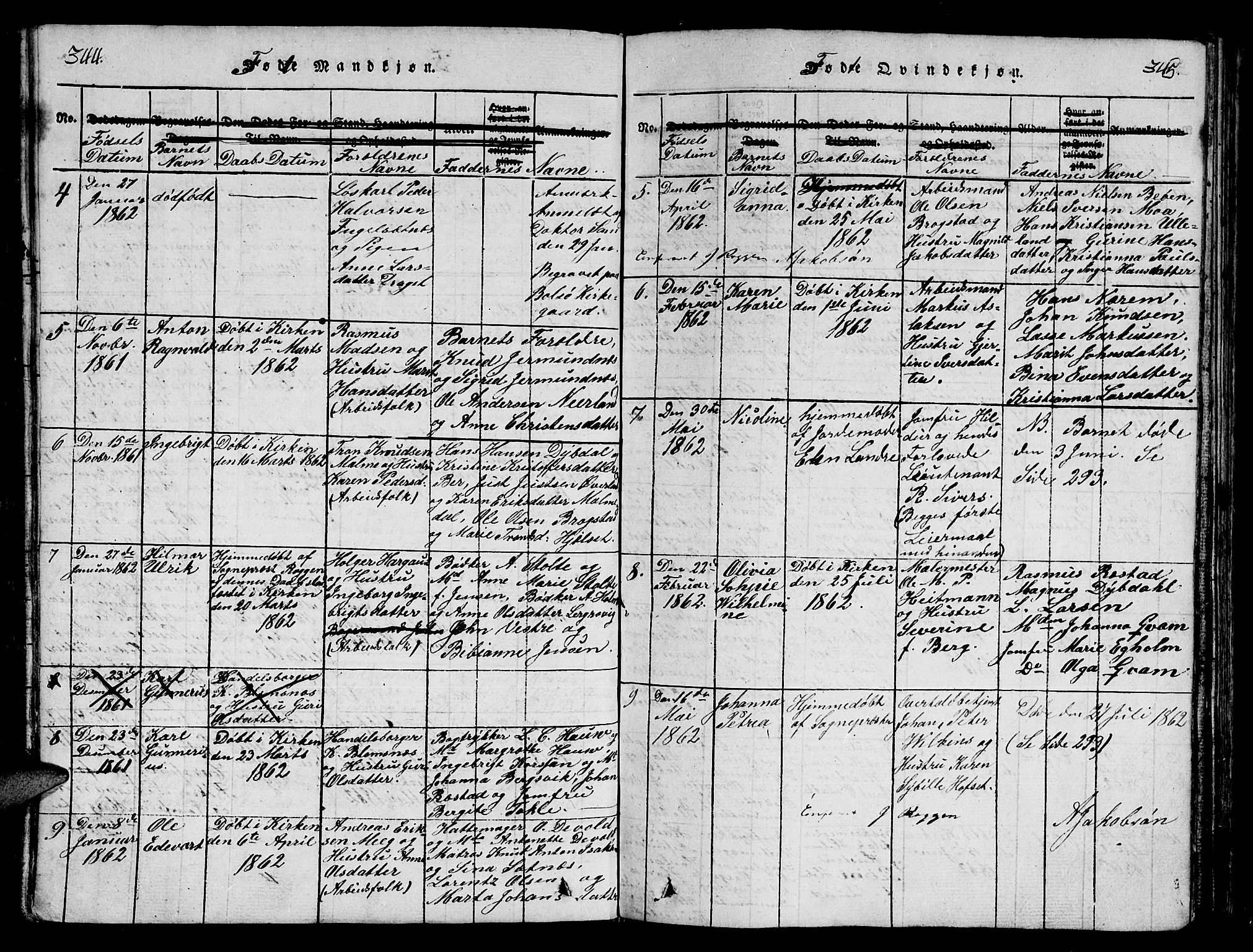 Ministerialprotokoller, klokkerbøker og fødselsregistre - Møre og Romsdal, SAT/A-1454/558/L0700: Parish register (copy) no. 558C01, 1818-1868, p. 344-345