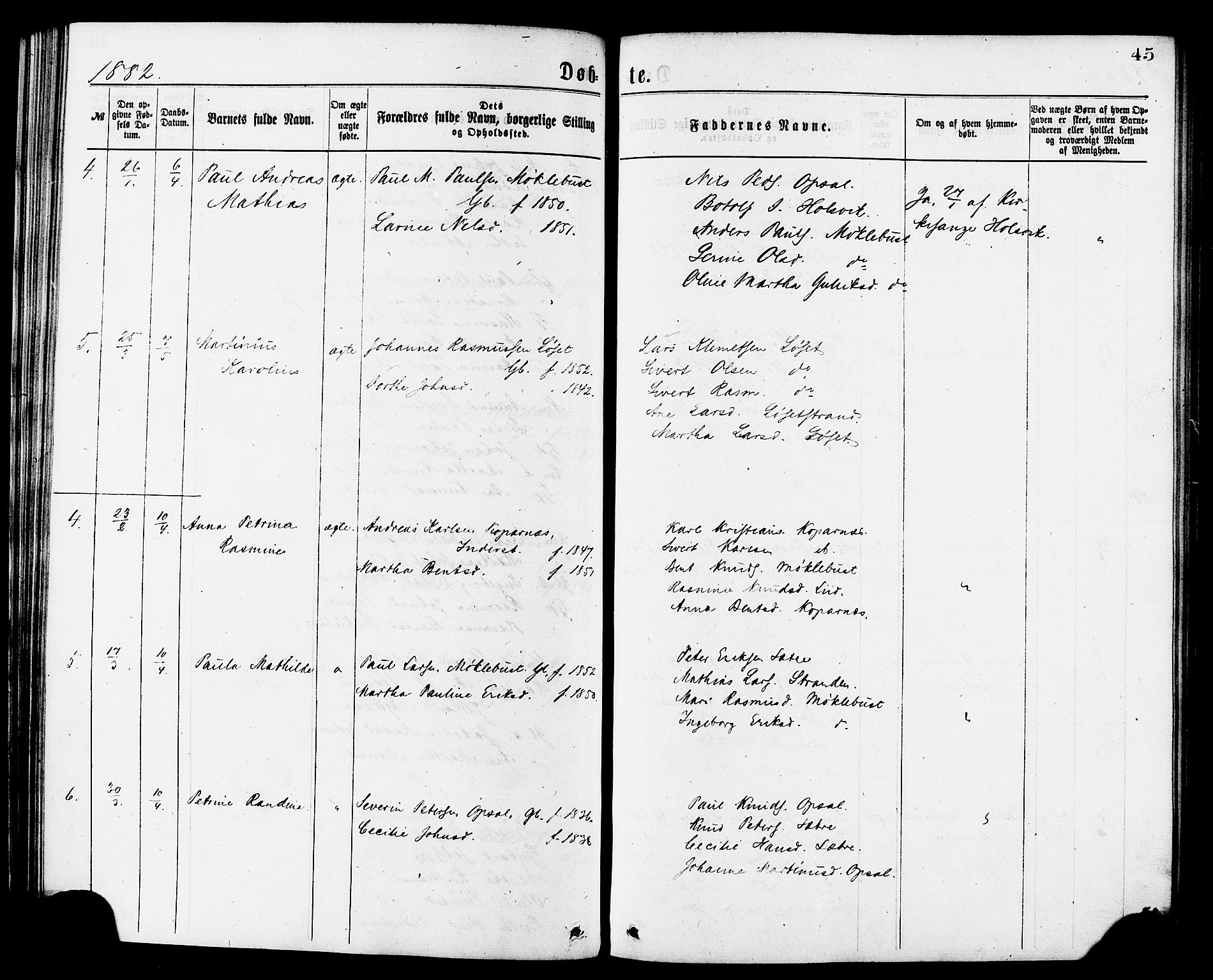 Ministerialprotokoller, klokkerbøker og fødselsregistre - Møre og Romsdal, SAT/A-1454/502/L0024: Parish register (official) no. 502A02, 1873-1884, p. 45