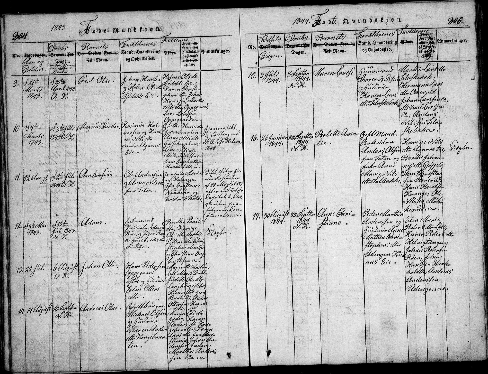 Nesodden prestekontor Kirkebøker, SAO/A-10013/G/Ga/L0001: Parish register (copy) no. I 1, 1814-1847, p. 304-305