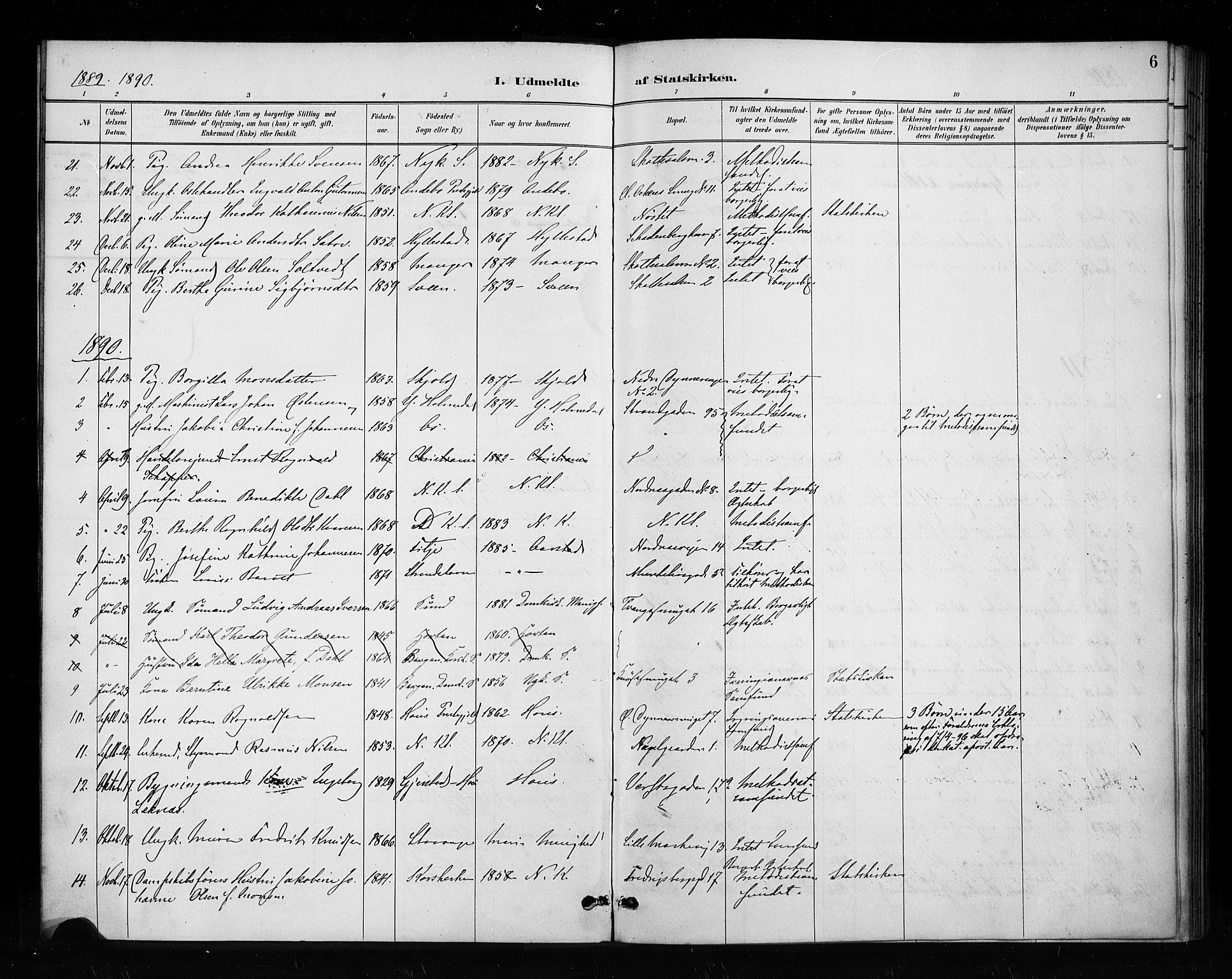 Nykirken Sokneprestembete, SAB/A-77101/H/Haa/L0053: Parish register (official) no. H 2, 1887-1897, p. 6