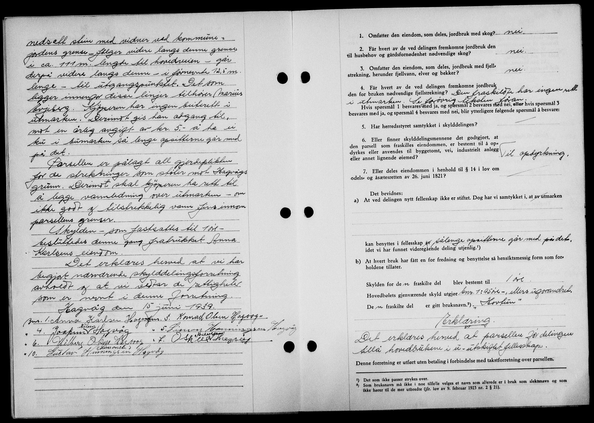 Lofoten sorenskriveri, SAT/A-0017/1/2/2C/L0006a: Mortgage book no. 6a, 1939-1939, Diary no: : 1600/1939