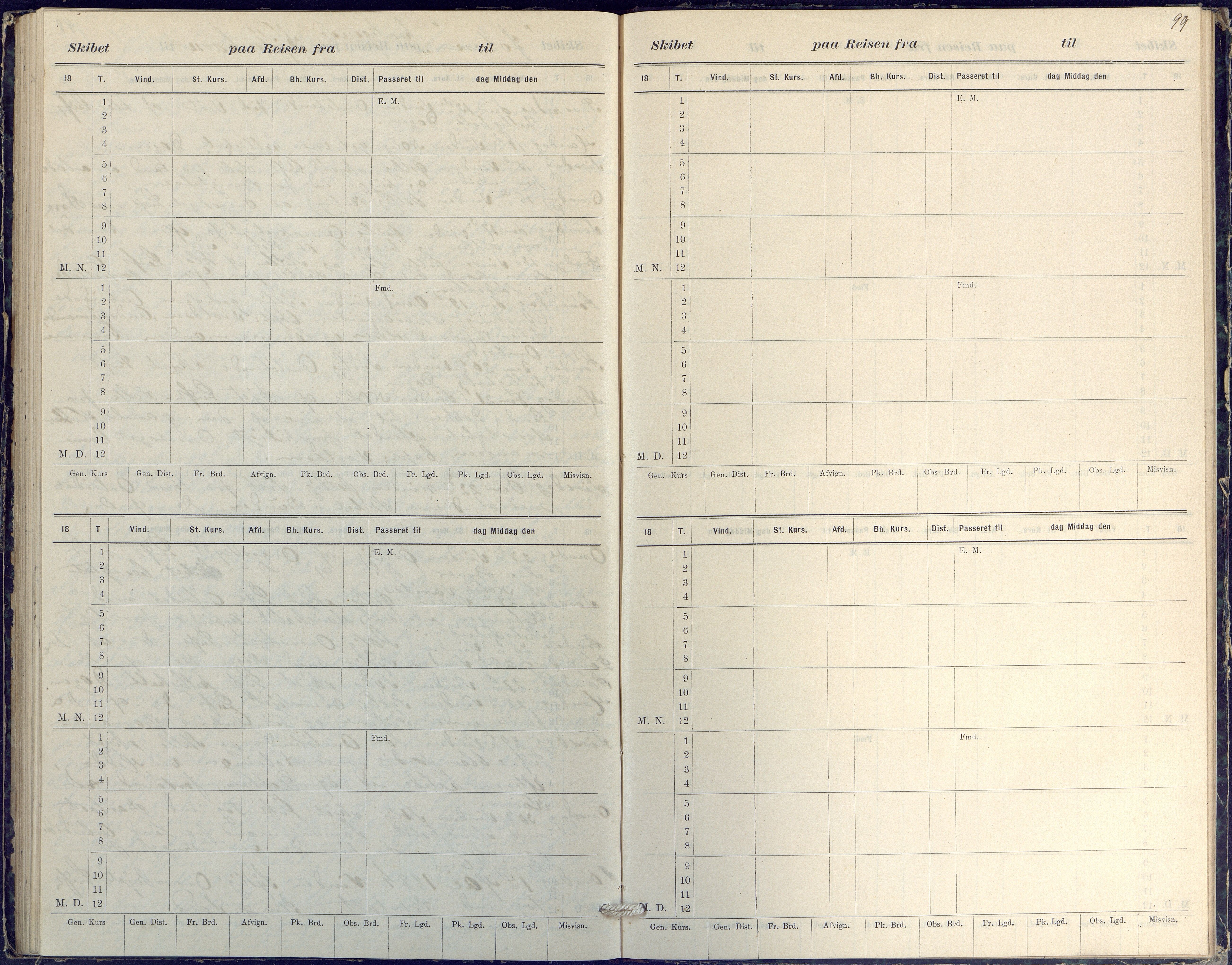 Fartøysarkivet, AAKS/PA-1934/F/L0186/0003: Jotun (bark) / Skipsjournal Jotun 1882-1884, 1882-1884, p. 99