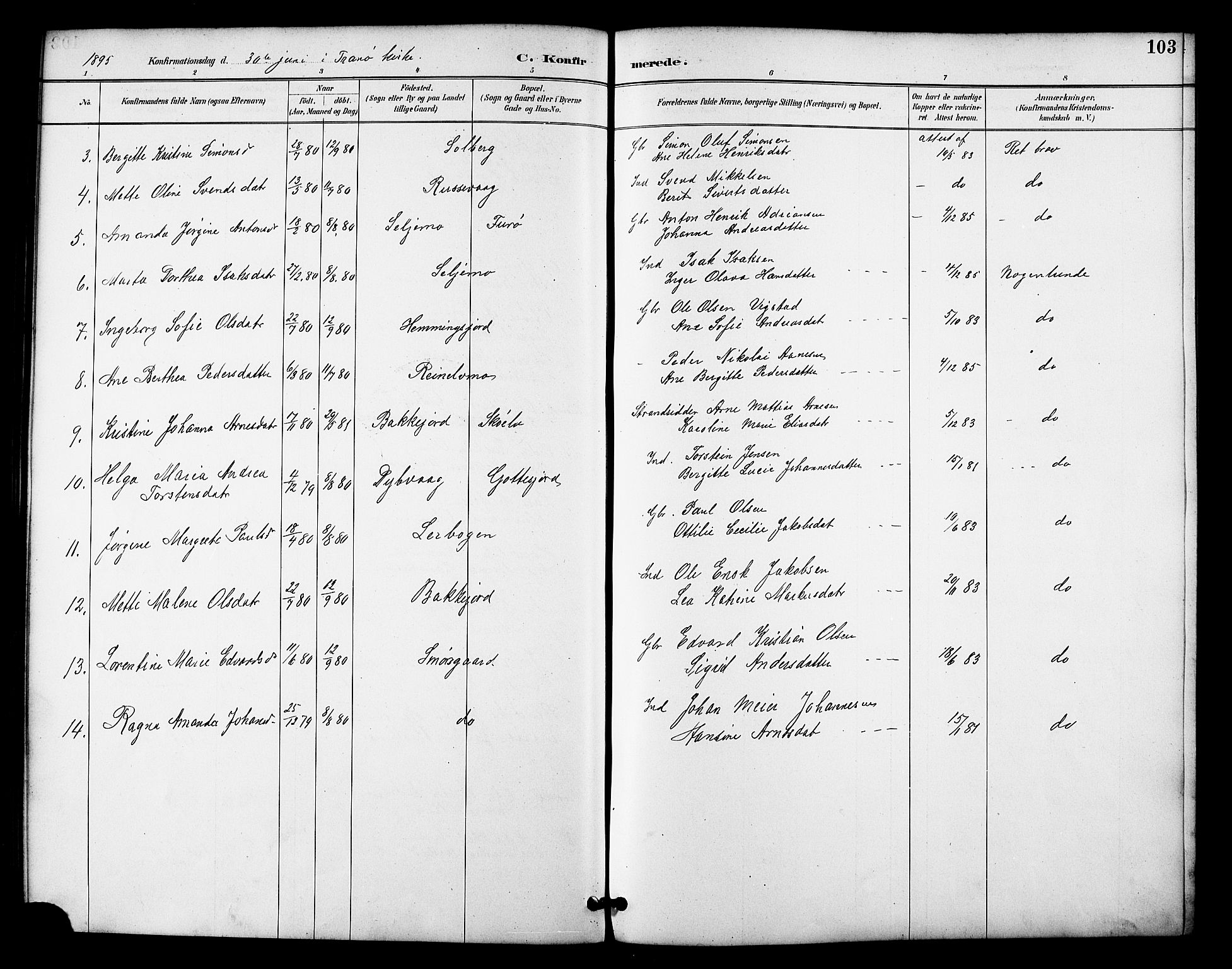 Tranøy sokneprestkontor, SATØ/S-1313/I/Ia/Iab/L0022klokker: Parish register (copy) no. 22, 1887-1912, p. 103