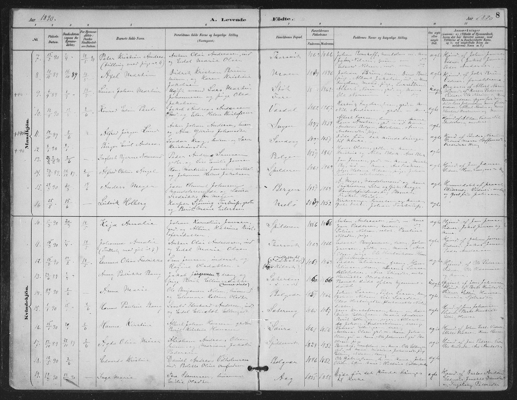Ministerialprotokoller, klokkerbøker og fødselsregistre - Nordland, SAT/A-1459/843/L0628: Parish register (official) no. 843A03, 1889-1907, p. 8