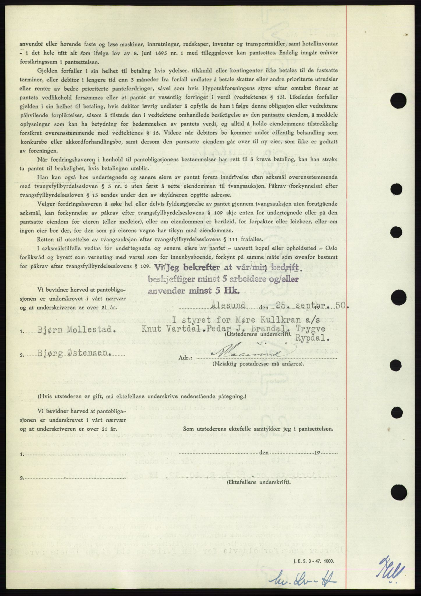 Ålesund byfogd, AV/SAT-A-4384: Mortgage book no. B36-38, 1948-1950, Diary no: : 861/1950