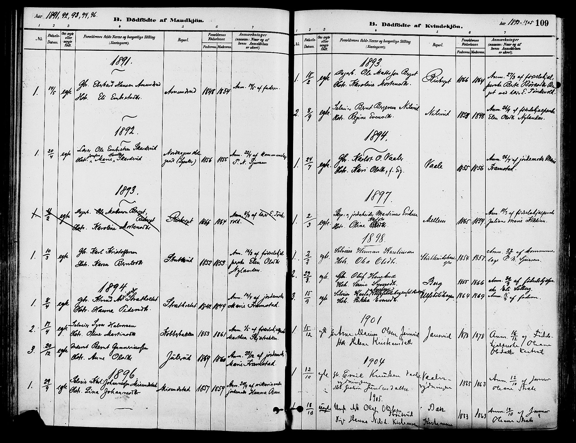 Våler prestekontor, Hedmark, AV/SAH-PREST-040/H/Ha/Haa/L0002: Parish register (official) no. 3, 1879-1911, p. 109