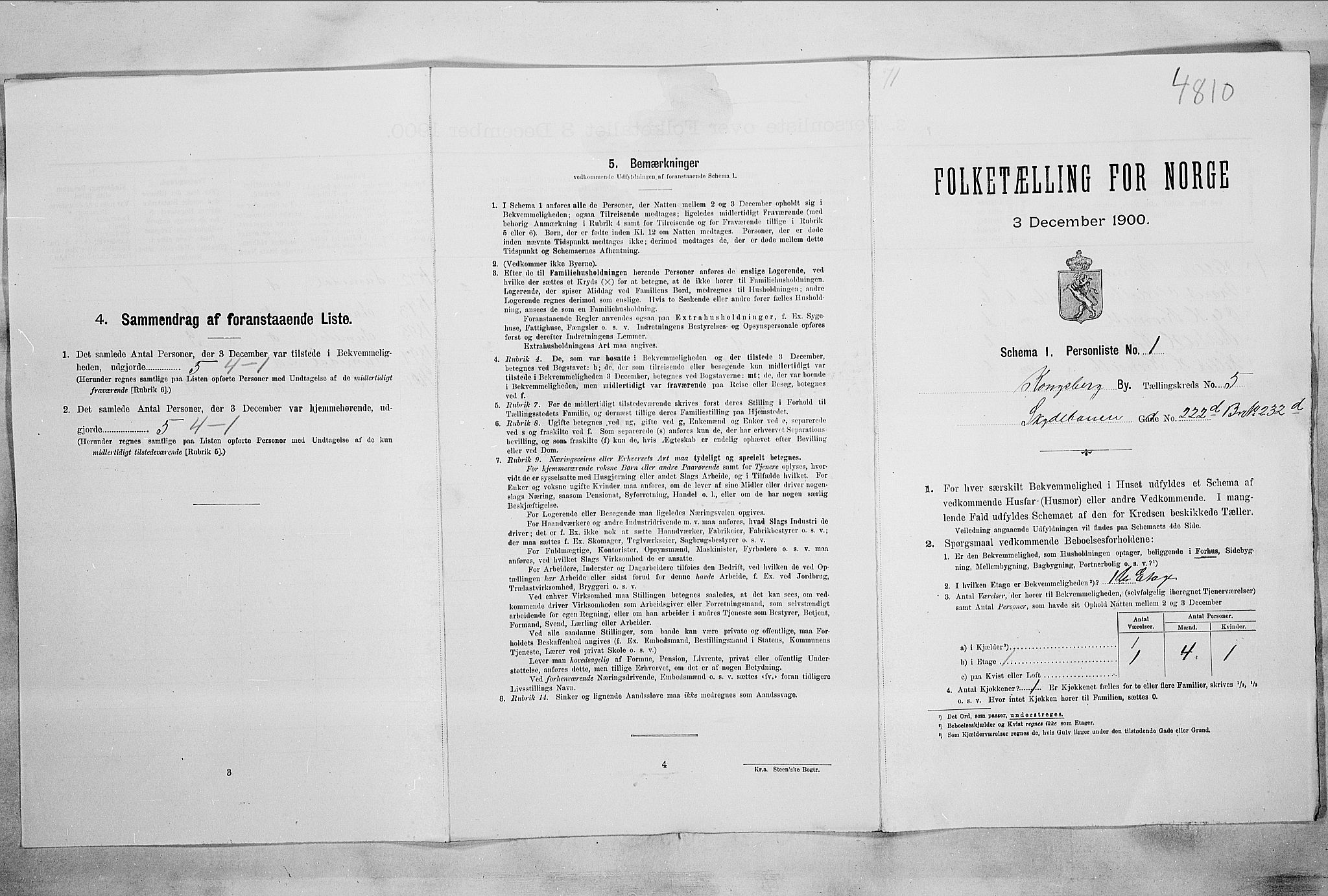 RA, 1900 census for Kongsberg, 1900, p. 1033