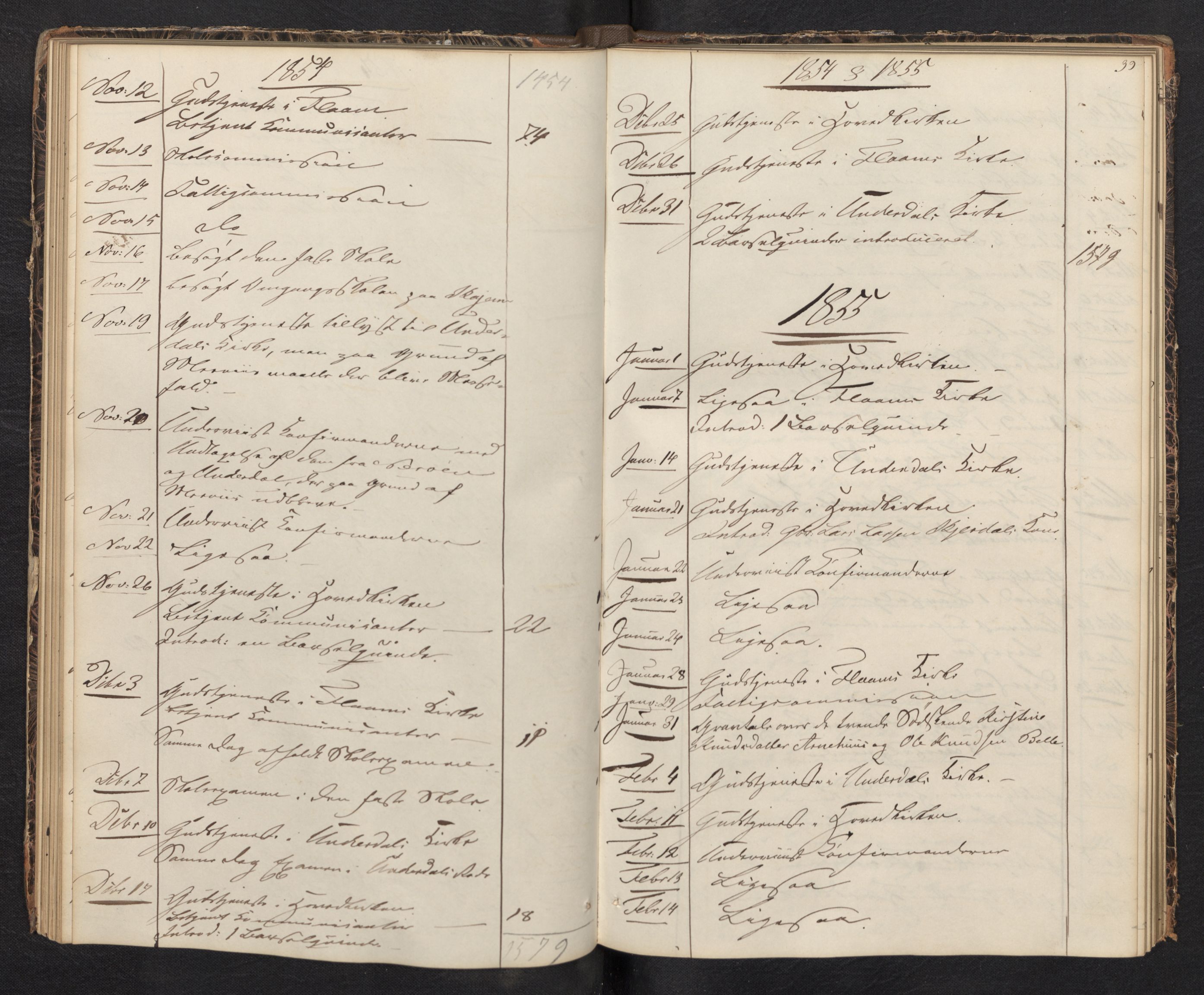 Aurland sokneprestembete, SAB/A-99937/H/Ha/Haf: Diary records no. F 0, 1844-1876, p. 38b-39a