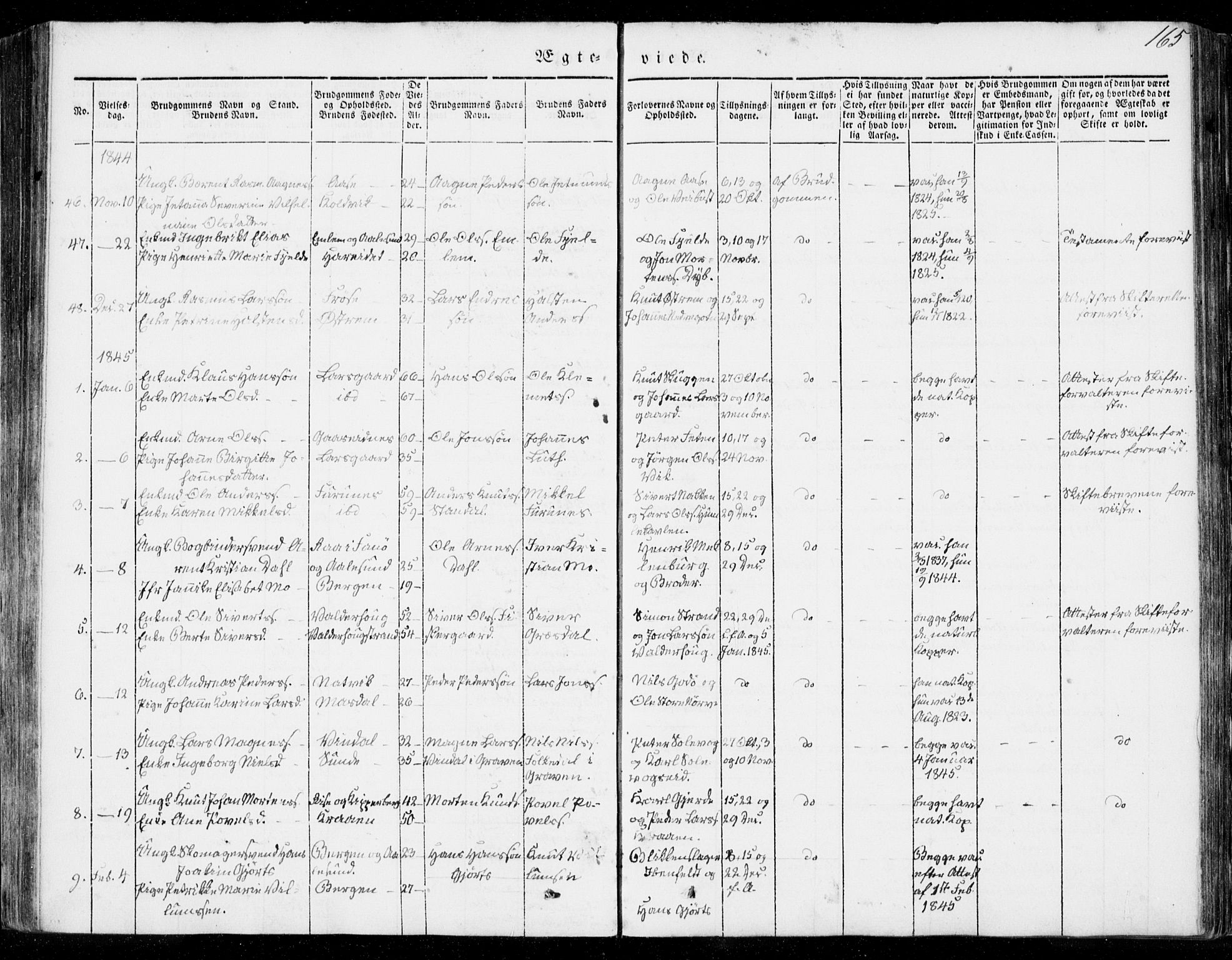 Ministerialprotokoller, klokkerbøker og fødselsregistre - Møre og Romsdal, SAT/A-1454/528/L0396: Parish register (official) no. 528A07, 1839-1847, p. 165