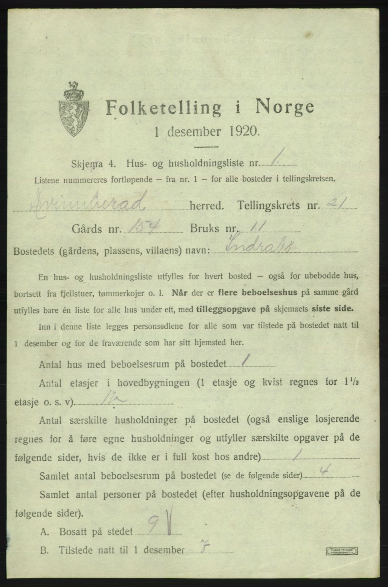 SAB, 1920 census for Kvinnherad, 1920, p. 3290