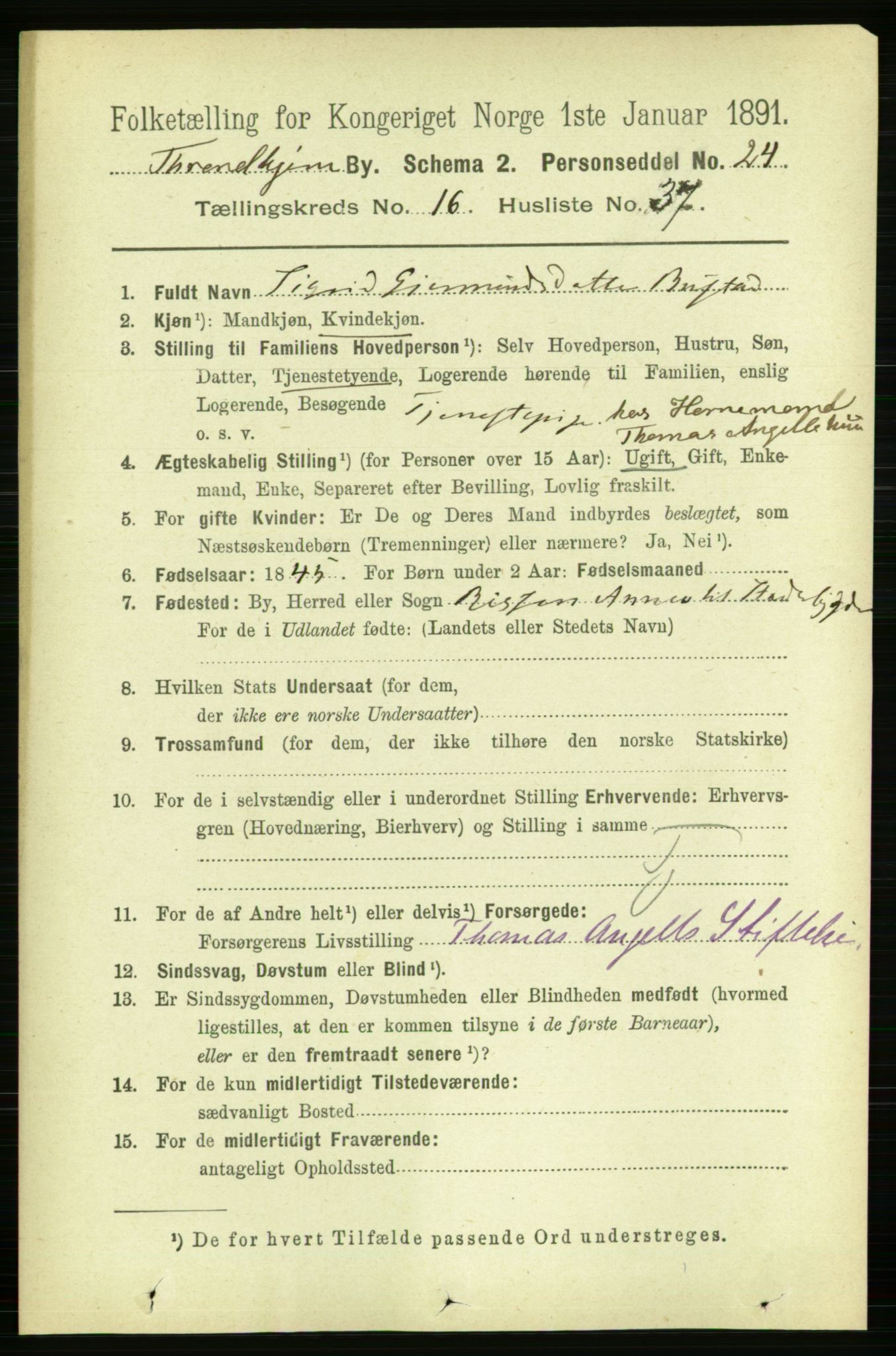 RA, 1891 census for 1601 Trondheim, 1891, p. 12743