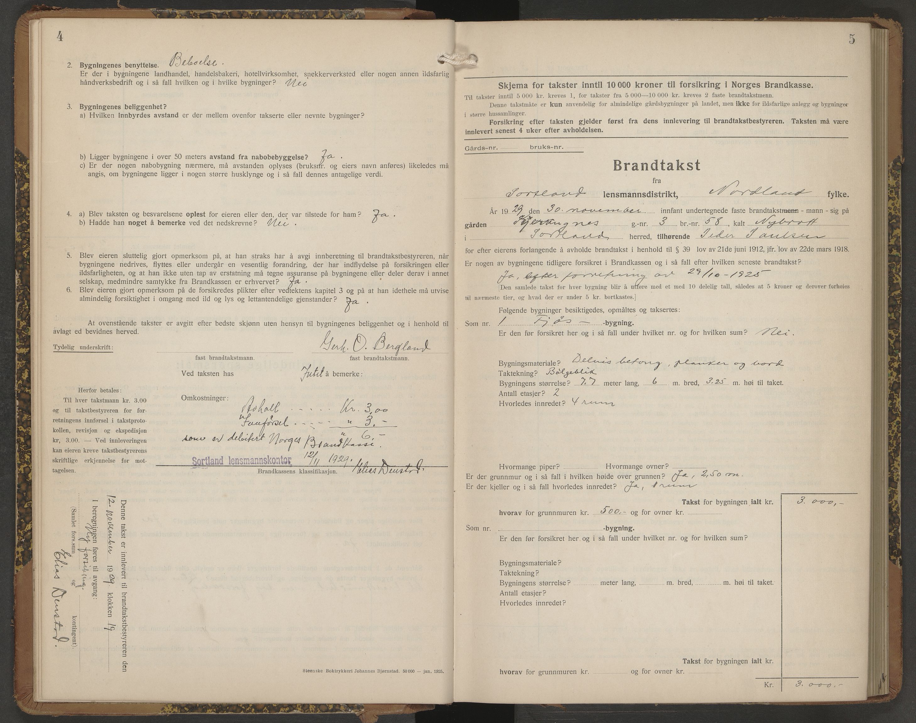 Sortland lensmannskontor, AV/SAT-A-6376/2/Oa/L0007: Branntakstprotokoll, 1929-1931