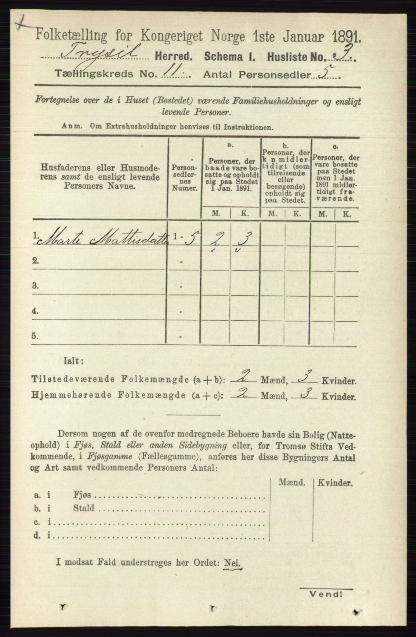 RA, 1891 census for 0428 Trysil, 1891, p. 5450