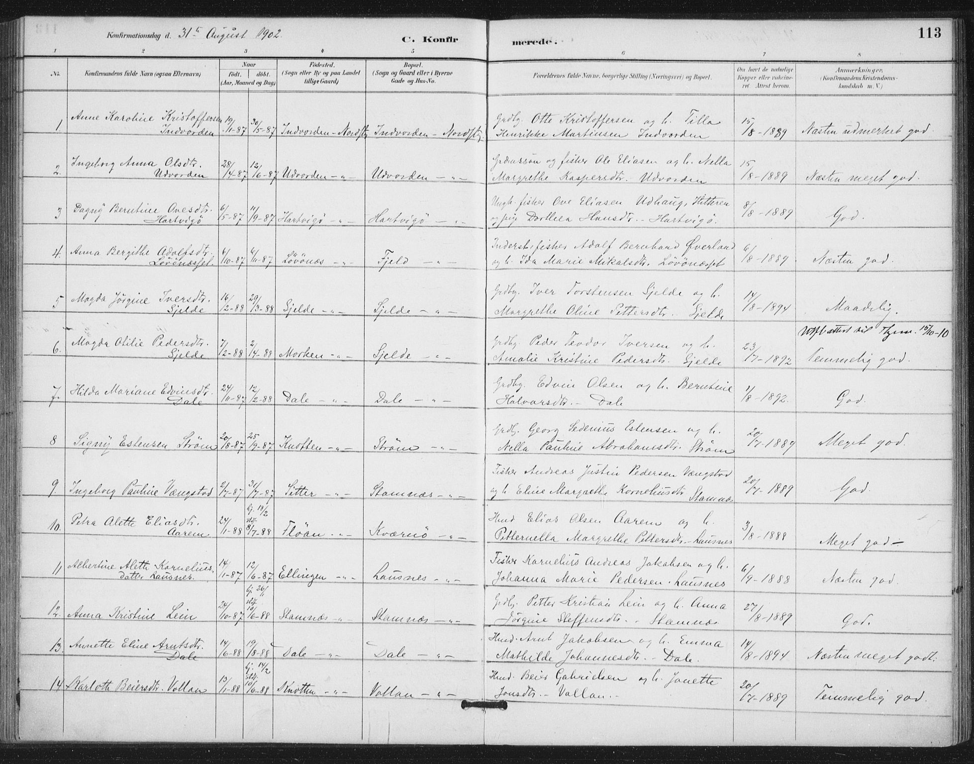 Ministerialprotokoller, klokkerbøker og fødselsregistre - Nord-Trøndelag, SAT/A-1458/772/L0603: Parish register (official) no. 772A01, 1885-1912, p. 113