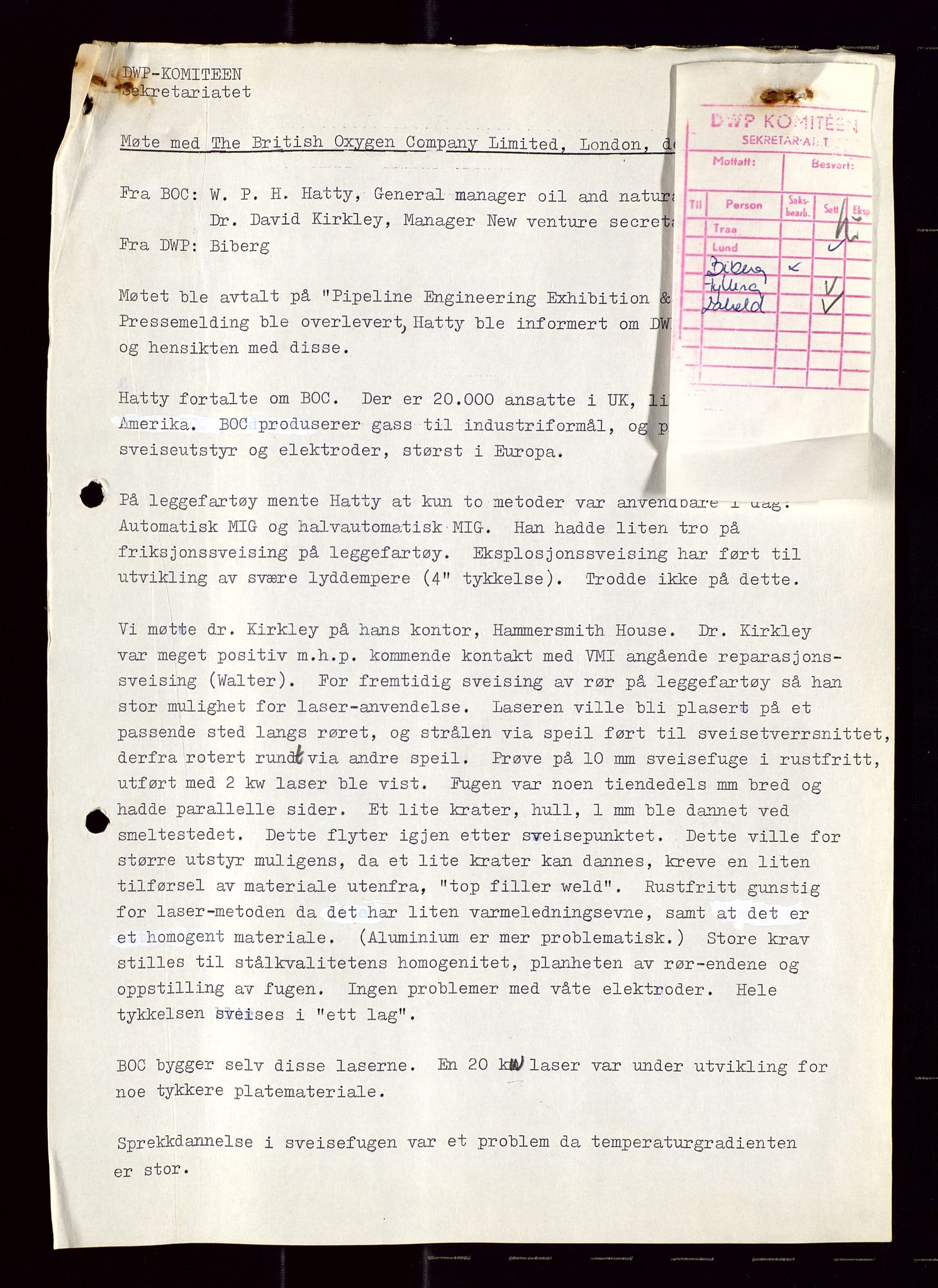 Industridepartementet, Oljekontoret, AV/SAST-A-101348/Di/L0001: DWP, møter juni - november, komiteemøter nr. 19 - 26, 1973-1974, p. 424