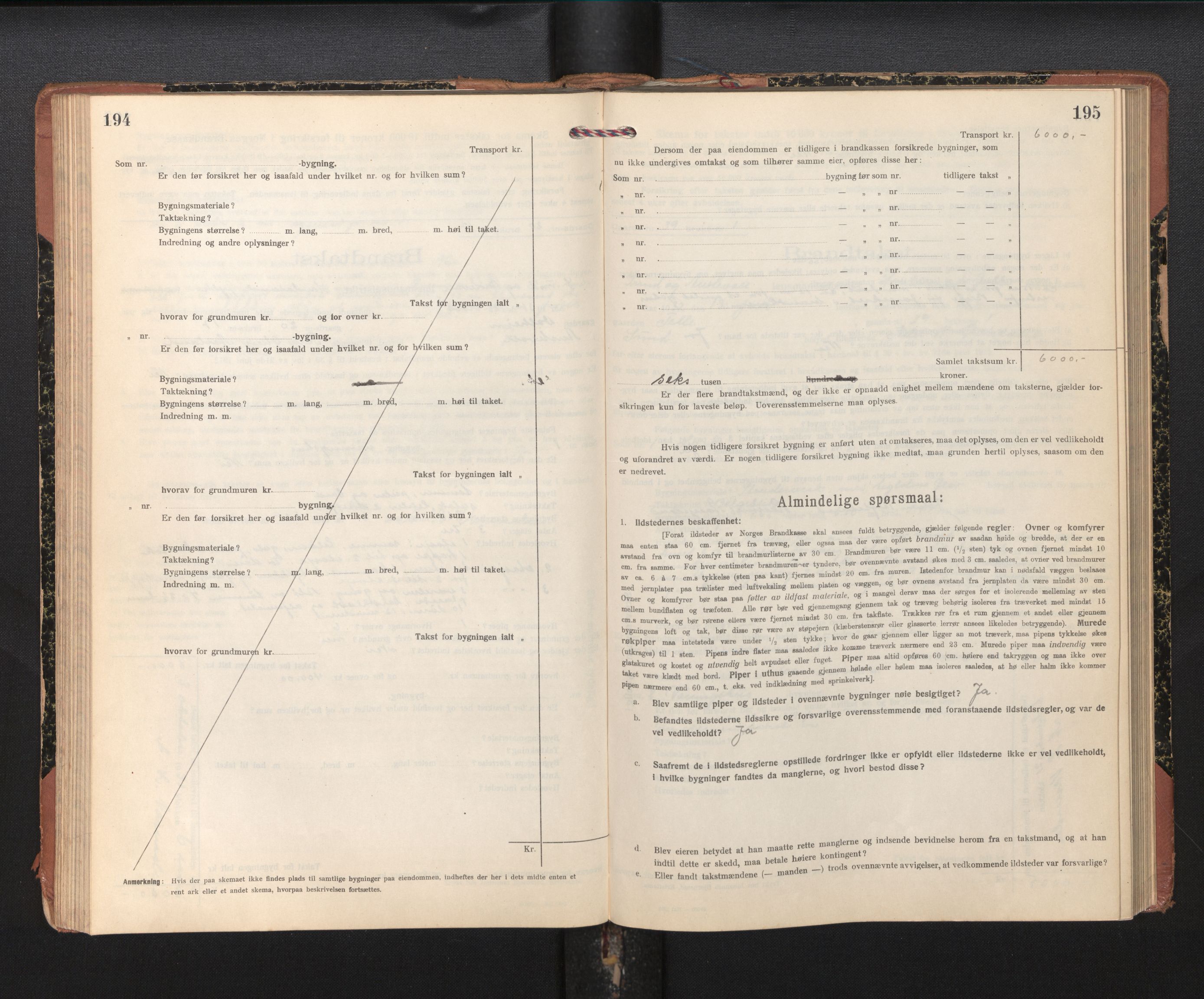 Lensmannen i Sund og Austevoll, SAB/A-35201/0012/L0004: Branntakstprotokoll, skjematakst, 1917-1949, p. 194-195